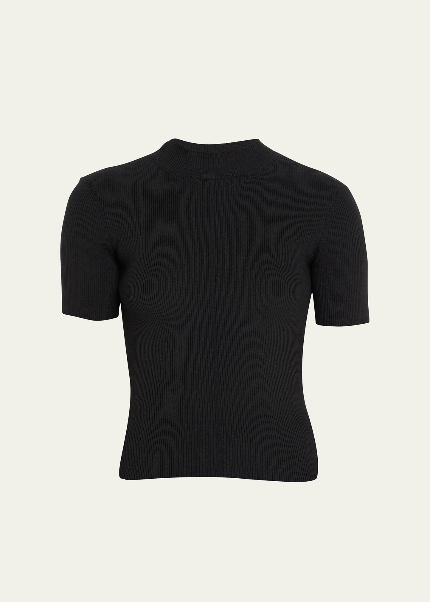 Oscar De La Renta Ribbed-knit Silk-blend Top In Black
