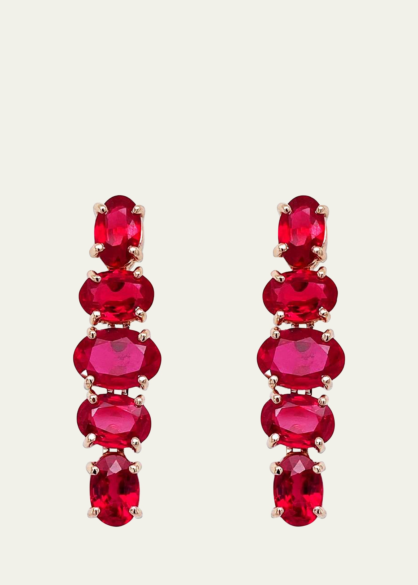 Bayco Platinum and Yellow Gold Statement Earrings With Thai Ruby