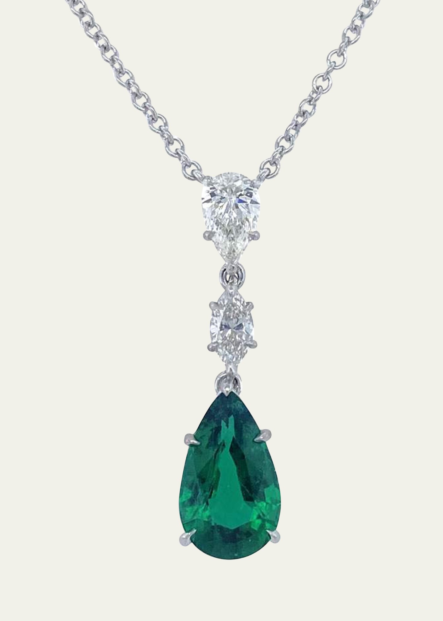 Bayco Platinum Pendant With Zambian Emerald and Diamonds