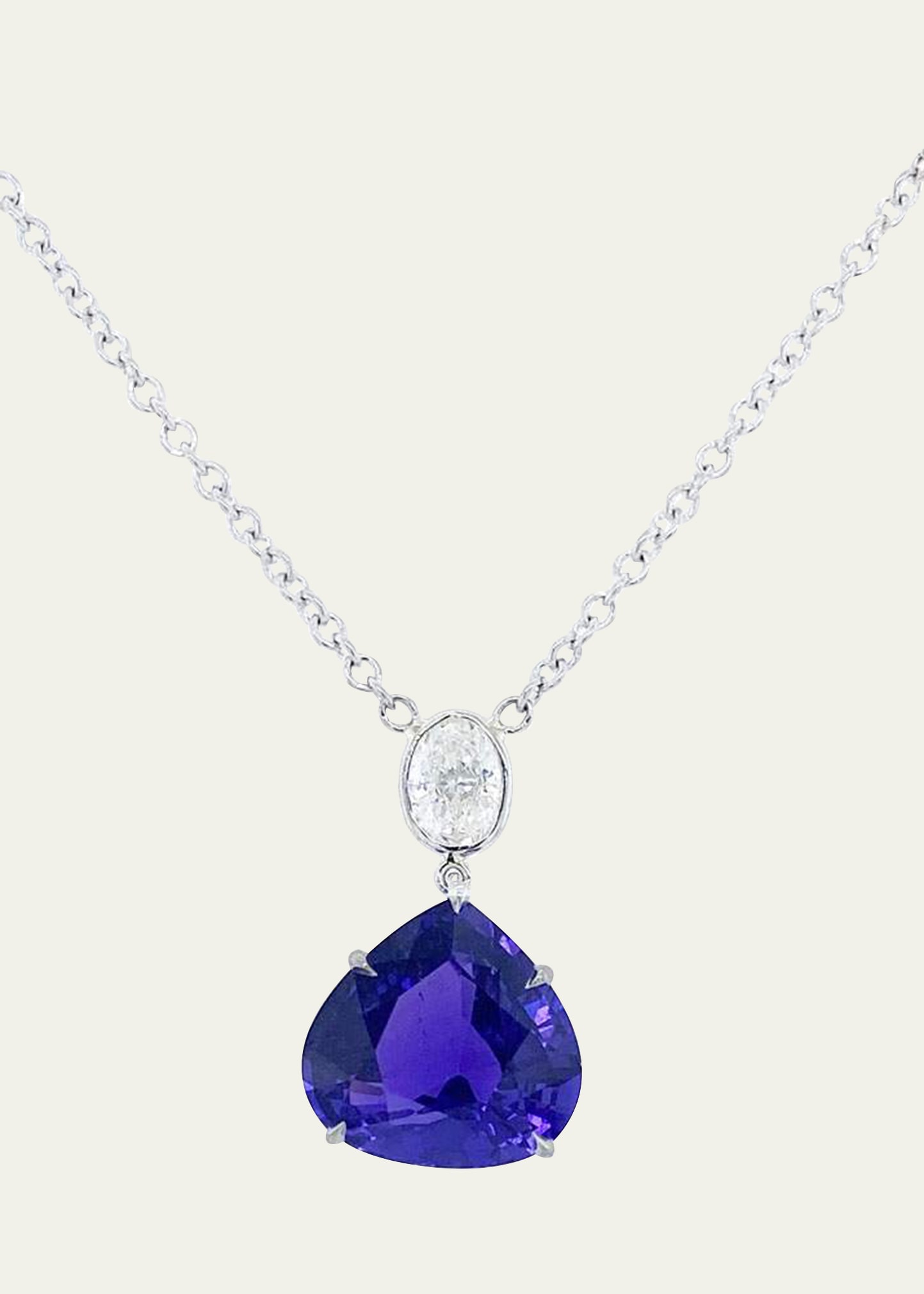 Bayco Platinum Pendant With Purple Sapphire and Diamond