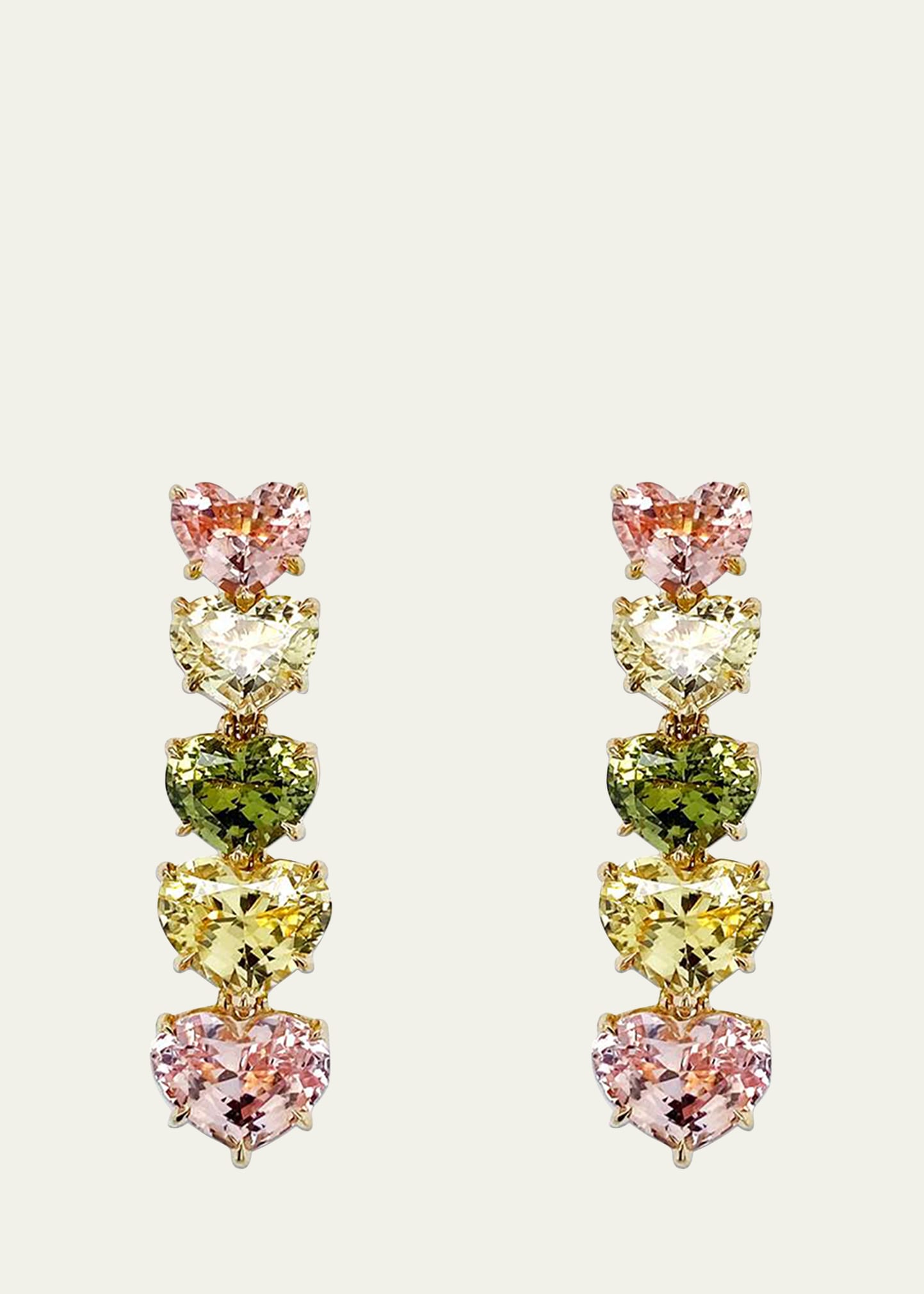 Bayco Yellow Gold Earrings With Multicolored Sapphires