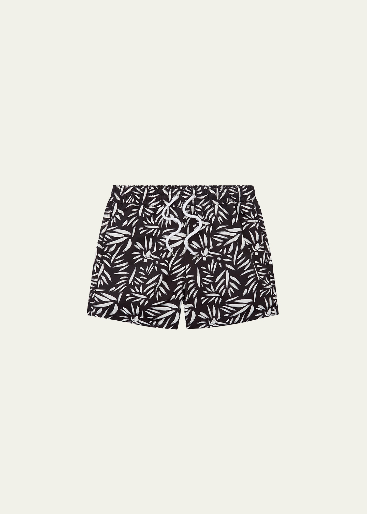 Frescobol Carioca Abstract Sport Swim Shorts In Black Cotton/whit