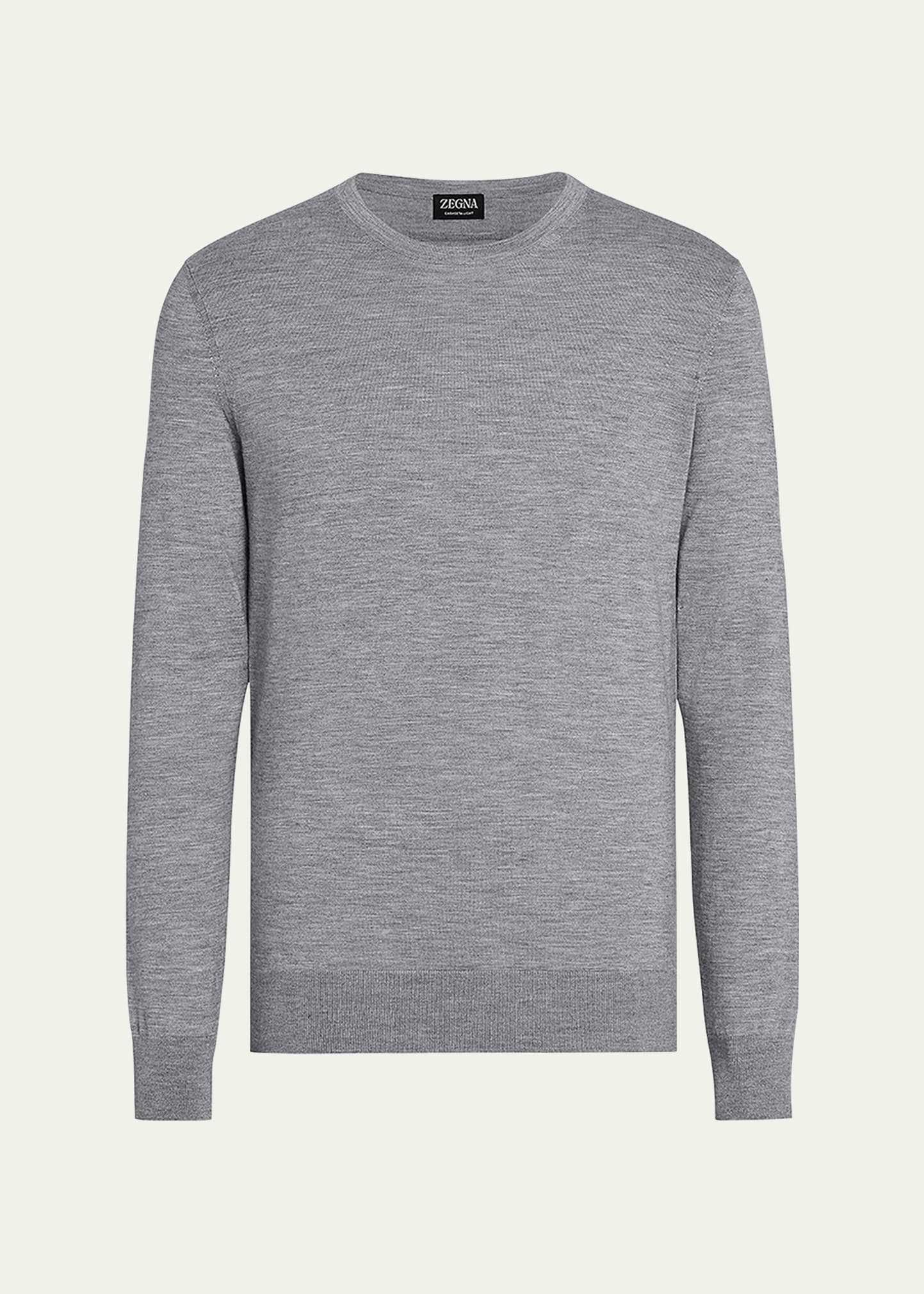 Zegna Turtleneck, Regular Fit, Ribbed Bottom, Ribbed Collar In Lt Gry Sld