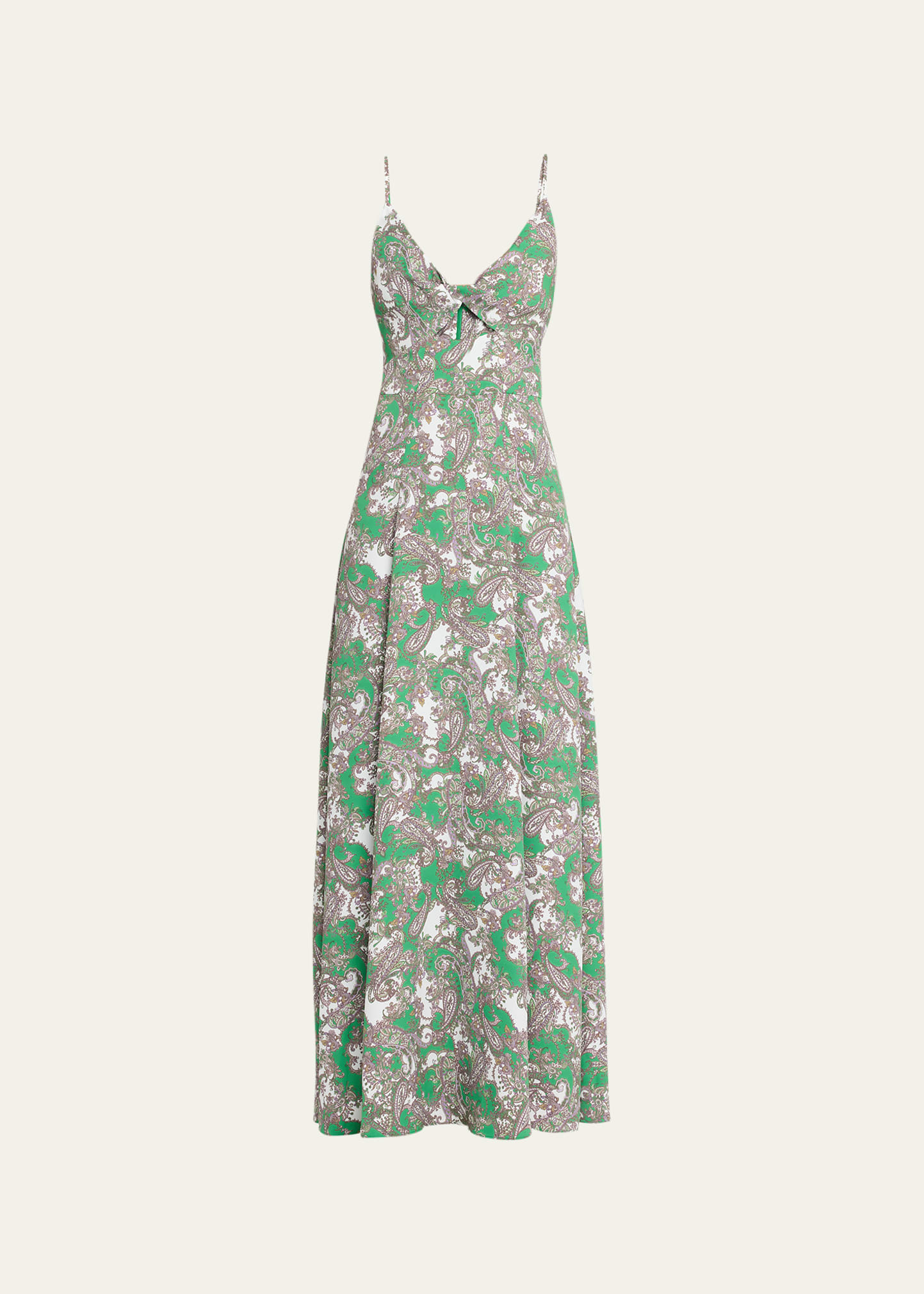 L Agence Porter Twisted Front Dress Grass Gr Mt Sm Paisley 0 In Grass Gr M