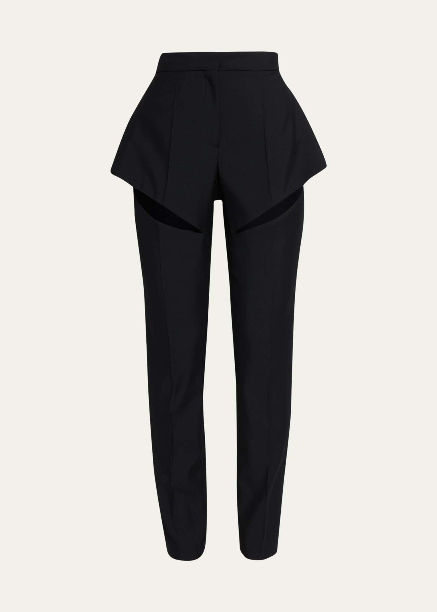 Alexander Mcqueen Slash Cutout Slim-leg Trousers In Black