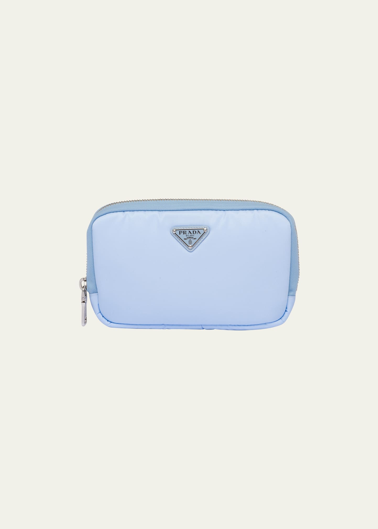Prada Zip Recycled Nylon Wallet In F0076 Celeste