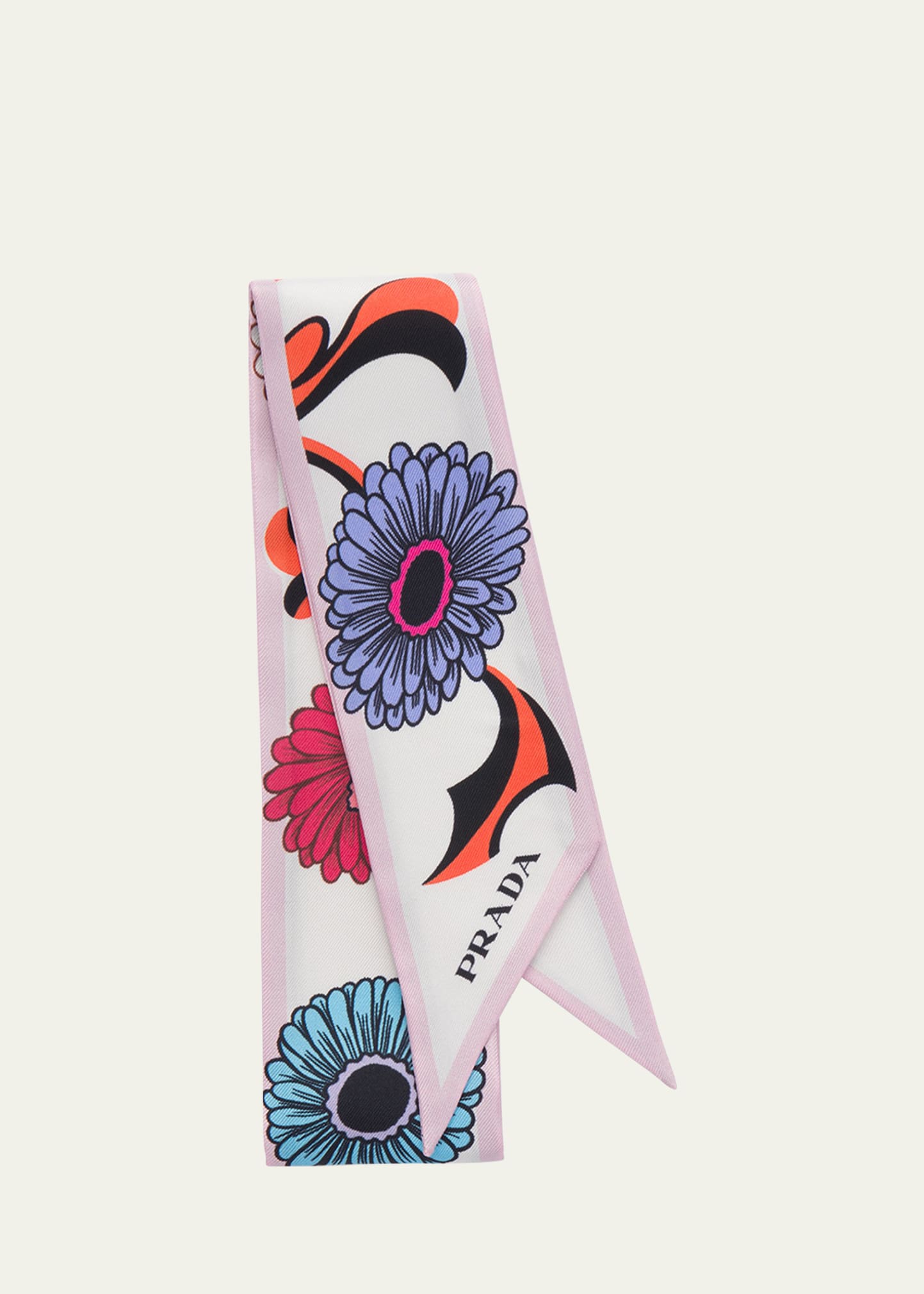 Prada Flower-print Silk Scarf In F0009 Bianco