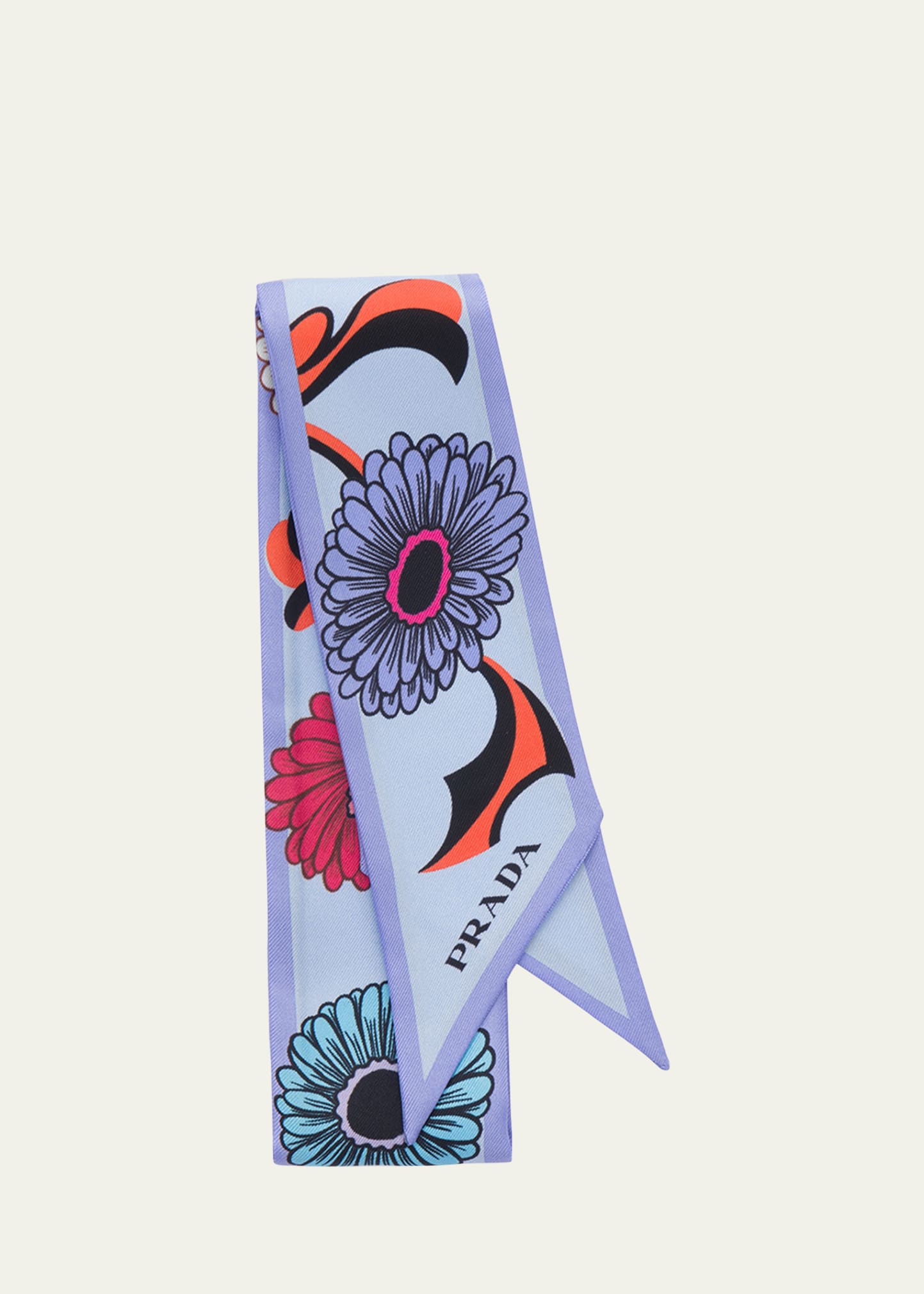 Prada Flower-print Silk Scarf In F0637 Astrale