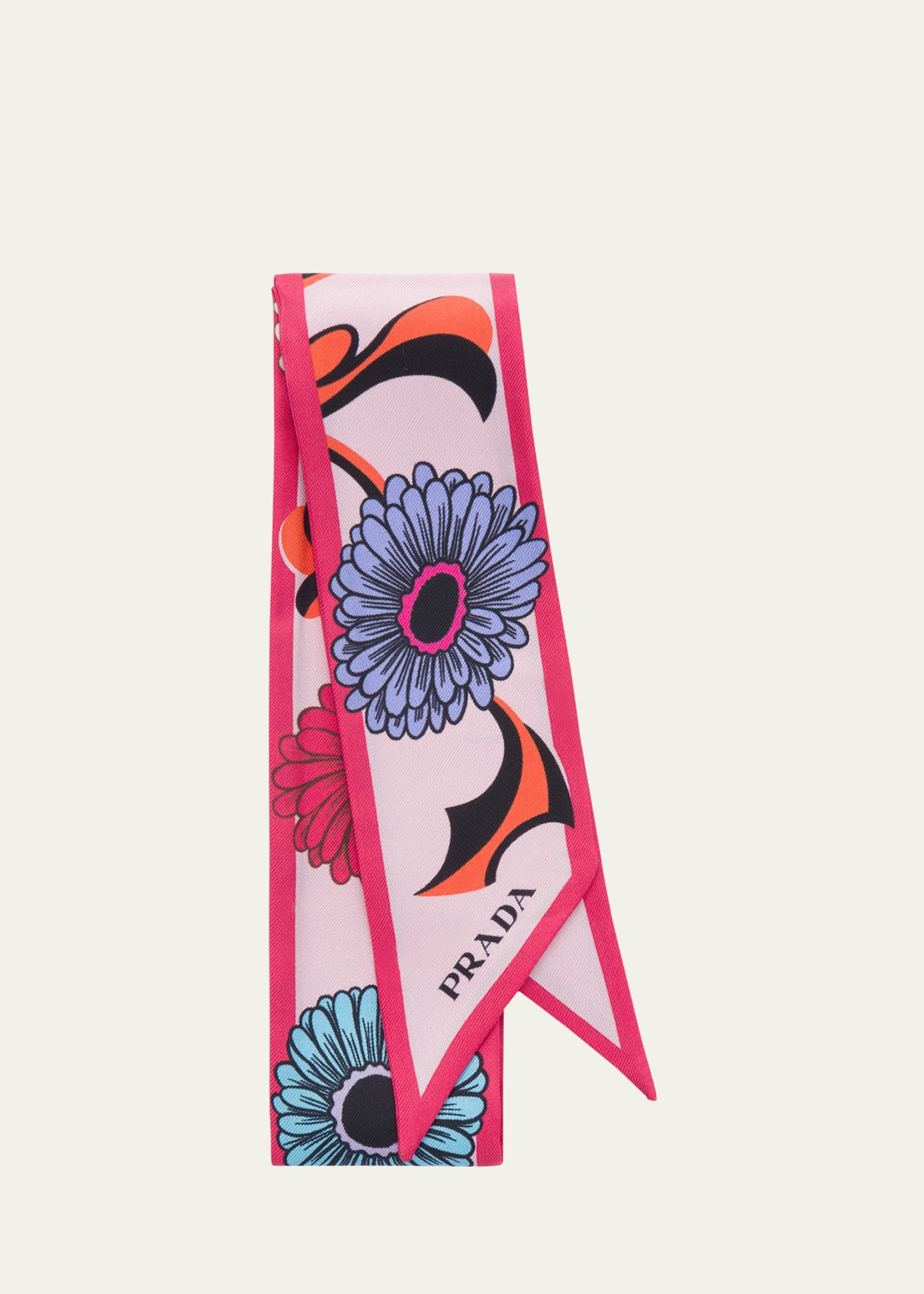 Prada Flower-print Silk Scarf In F0e18 Alabastro