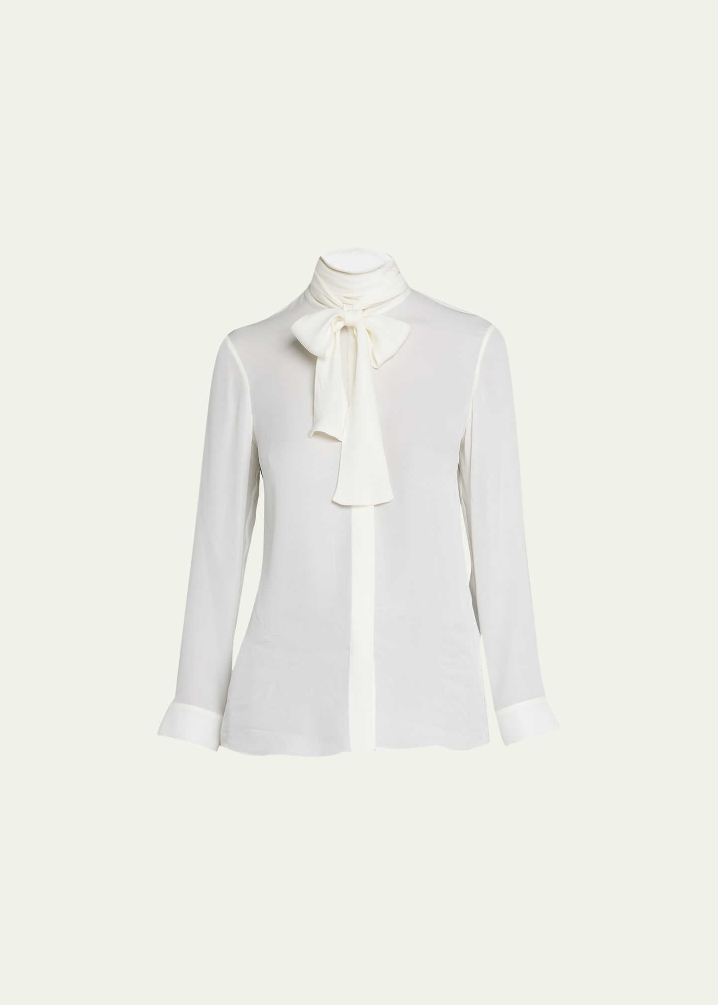 Khaite Tash Pussy-bow Silk-chiffon Blouse In Cream