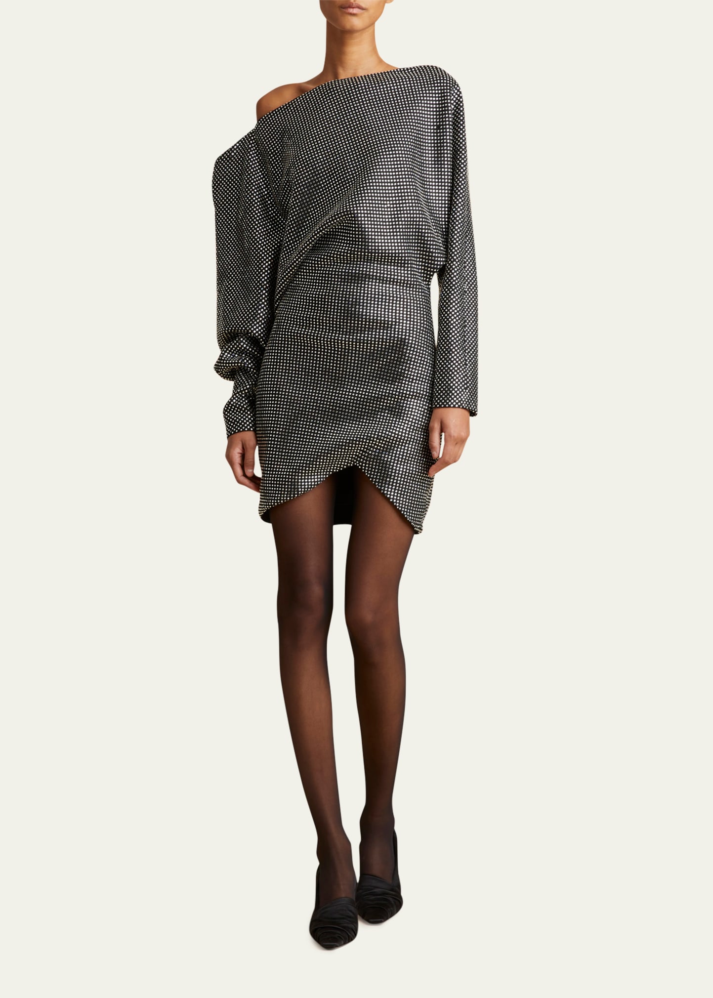 knee length dresses for ladies Tom Dress in Black – KHAITE main image 1