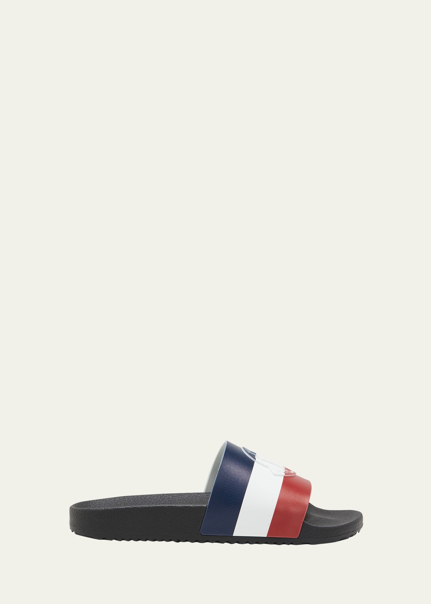 Shop Moncler Kid's Petit Basile Logo Slides, Toddlers/kids In White