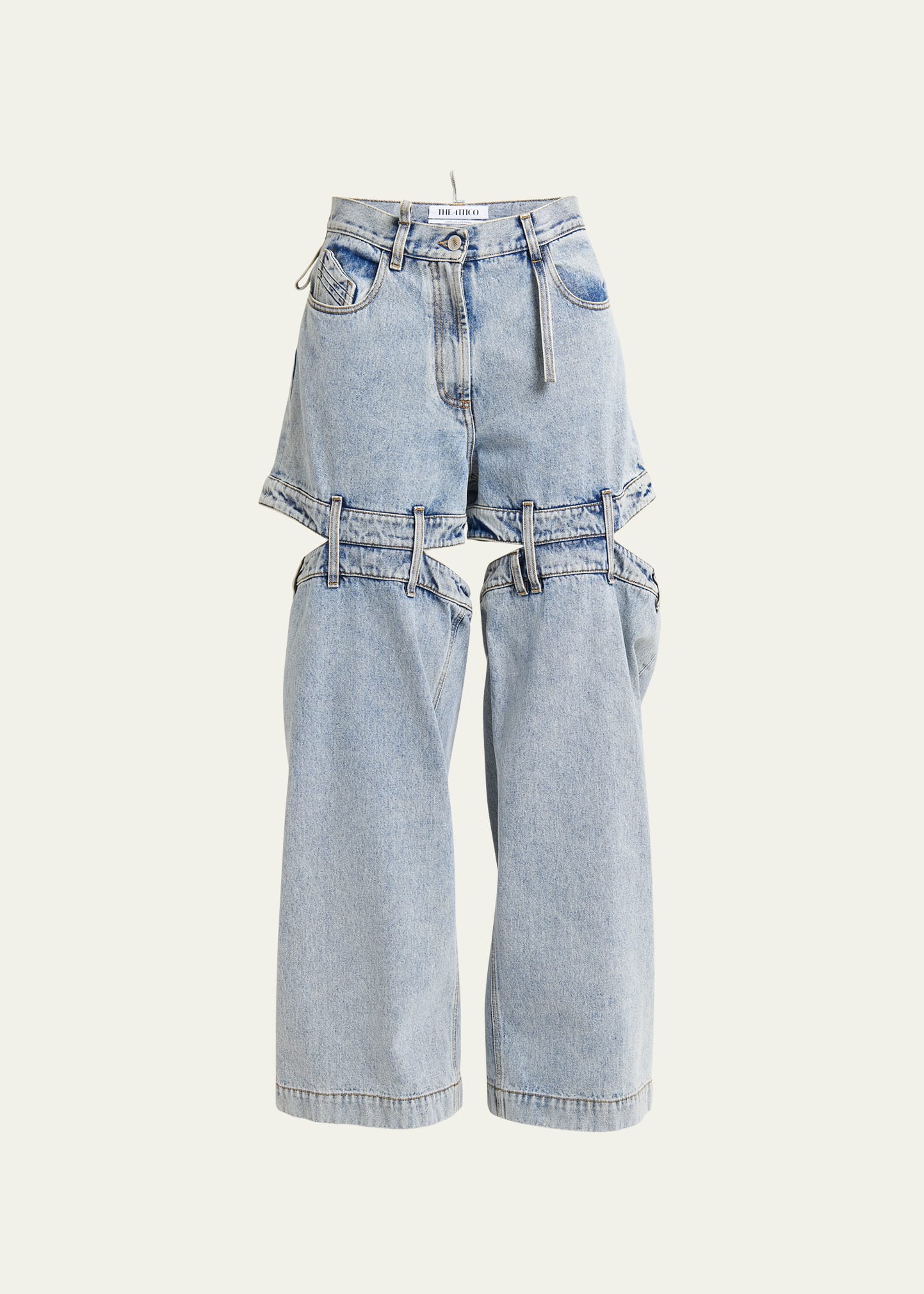 Attico Ashton Long Pants With Split Detail In Vintage Blue