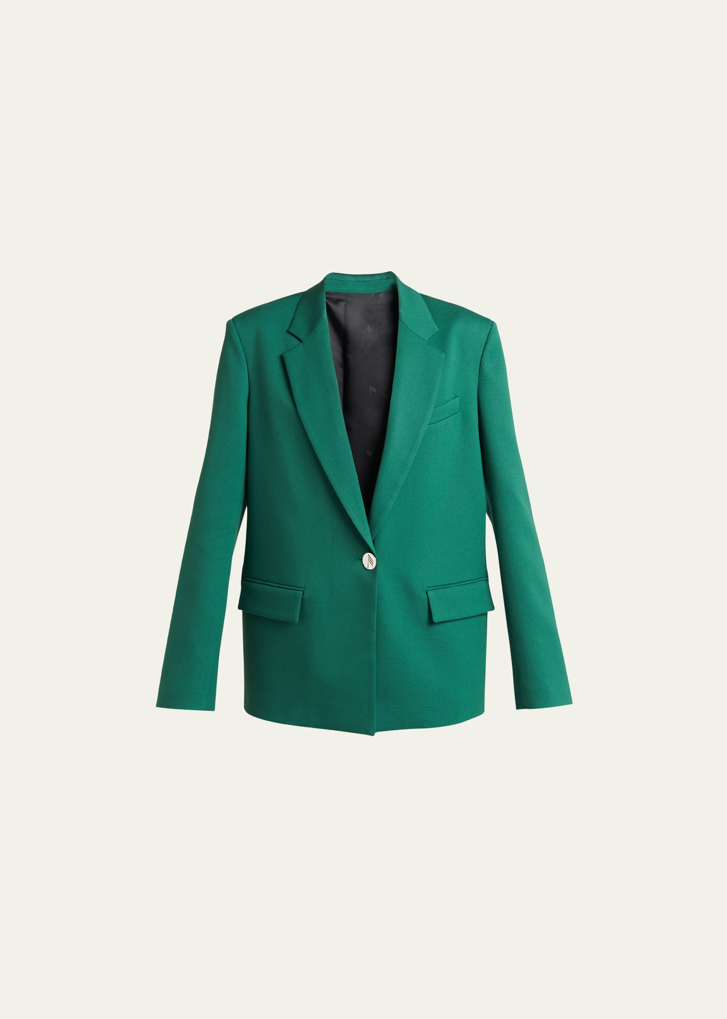 Attico Single-breasted Wool-blend Blazer In Emerald