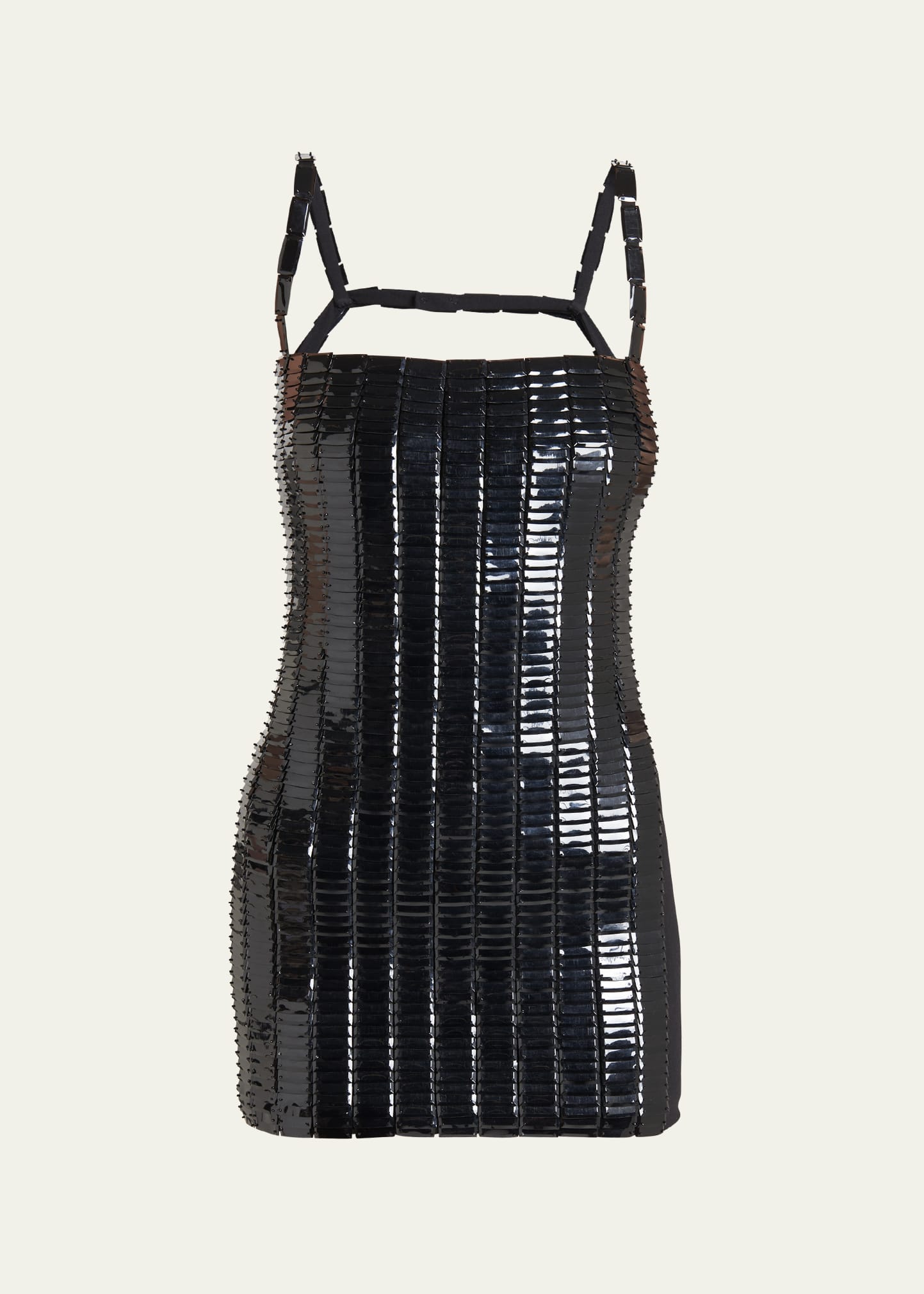 Attico Rue Open-back Embellished Jersey Mini Dress In Black