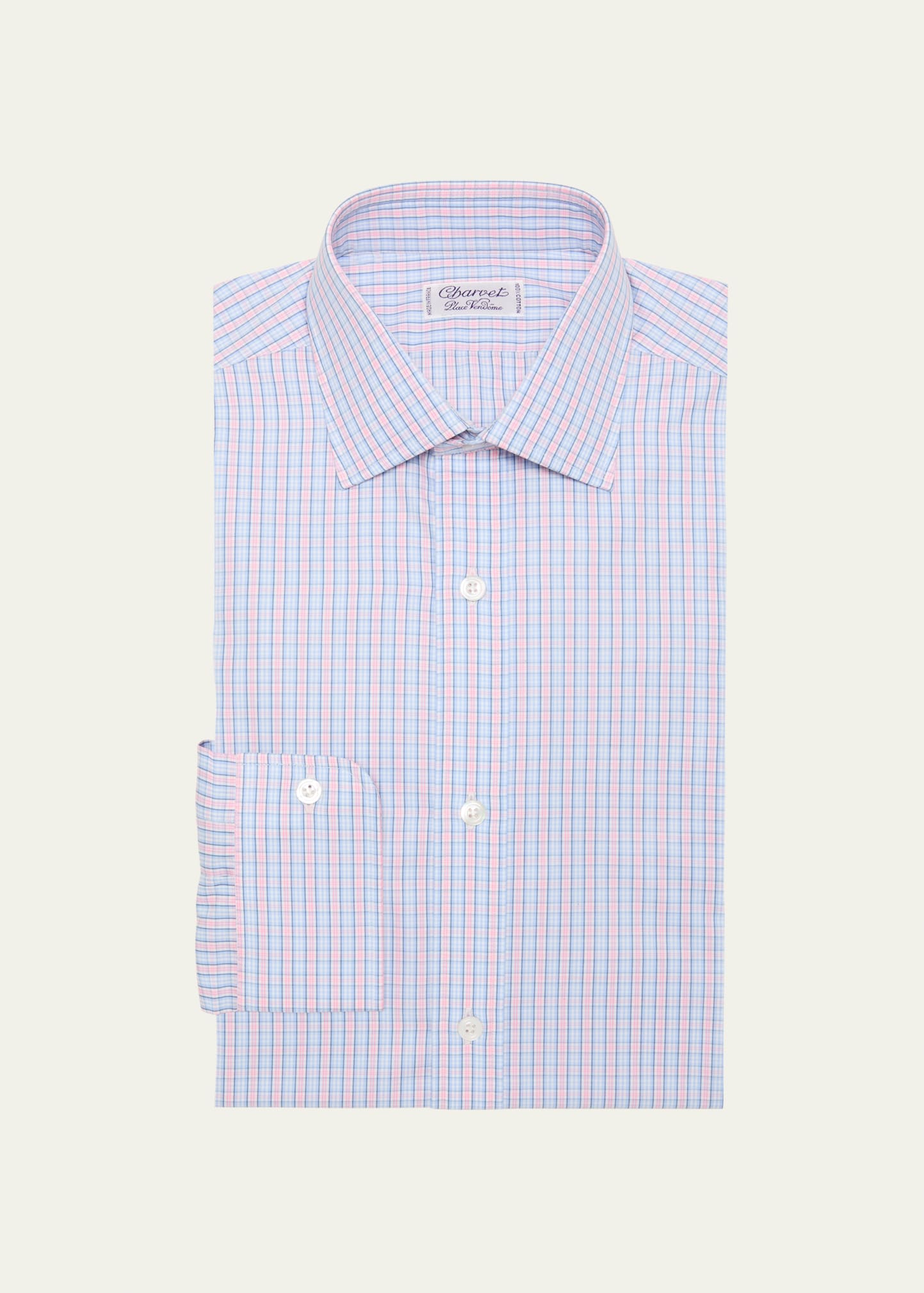 Shop Charvet Men's Cotton Plaid Dress Shirt In Blue Pink