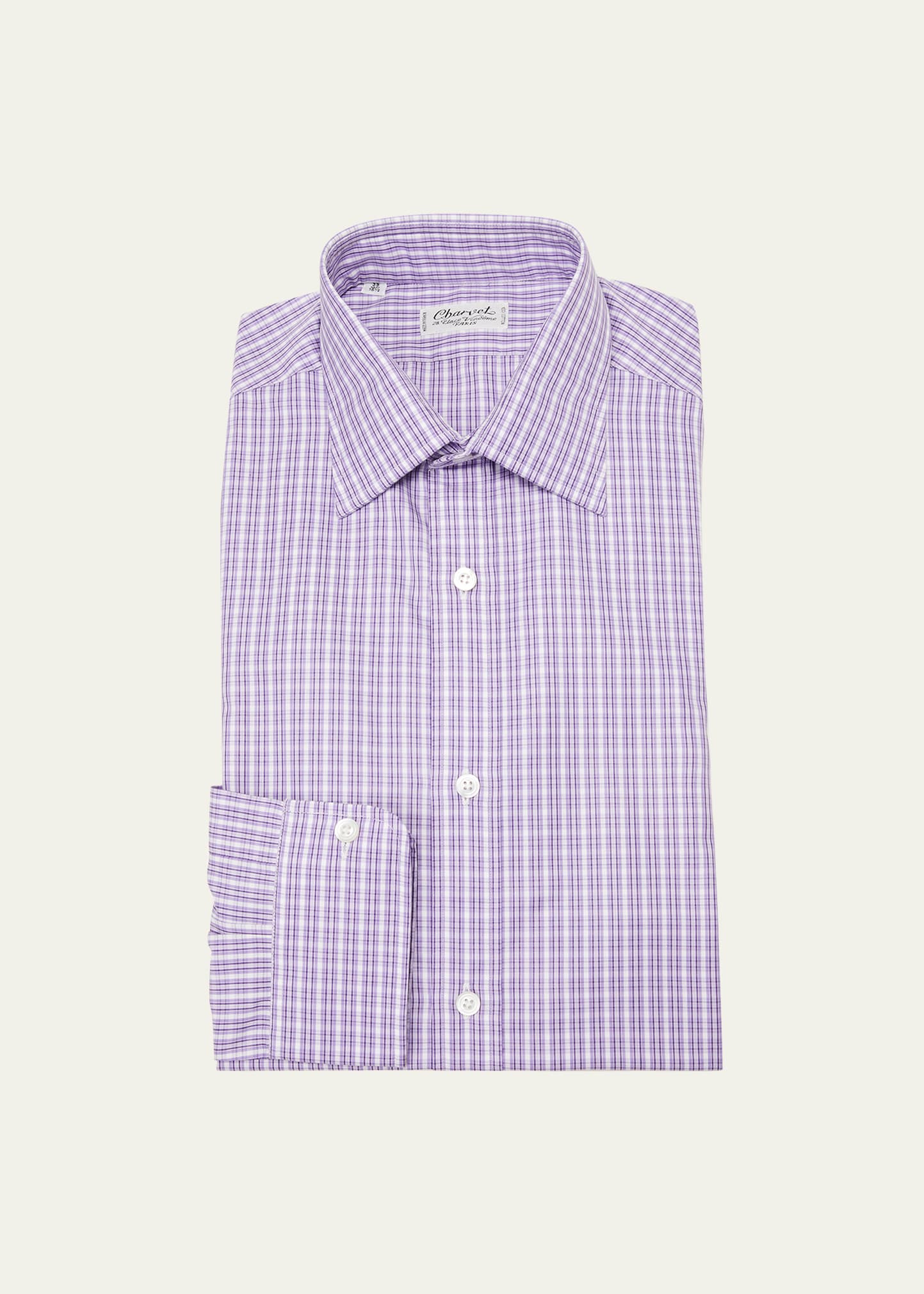 Charvet Men's Micro-check Cotton Dress Shirt In Purple