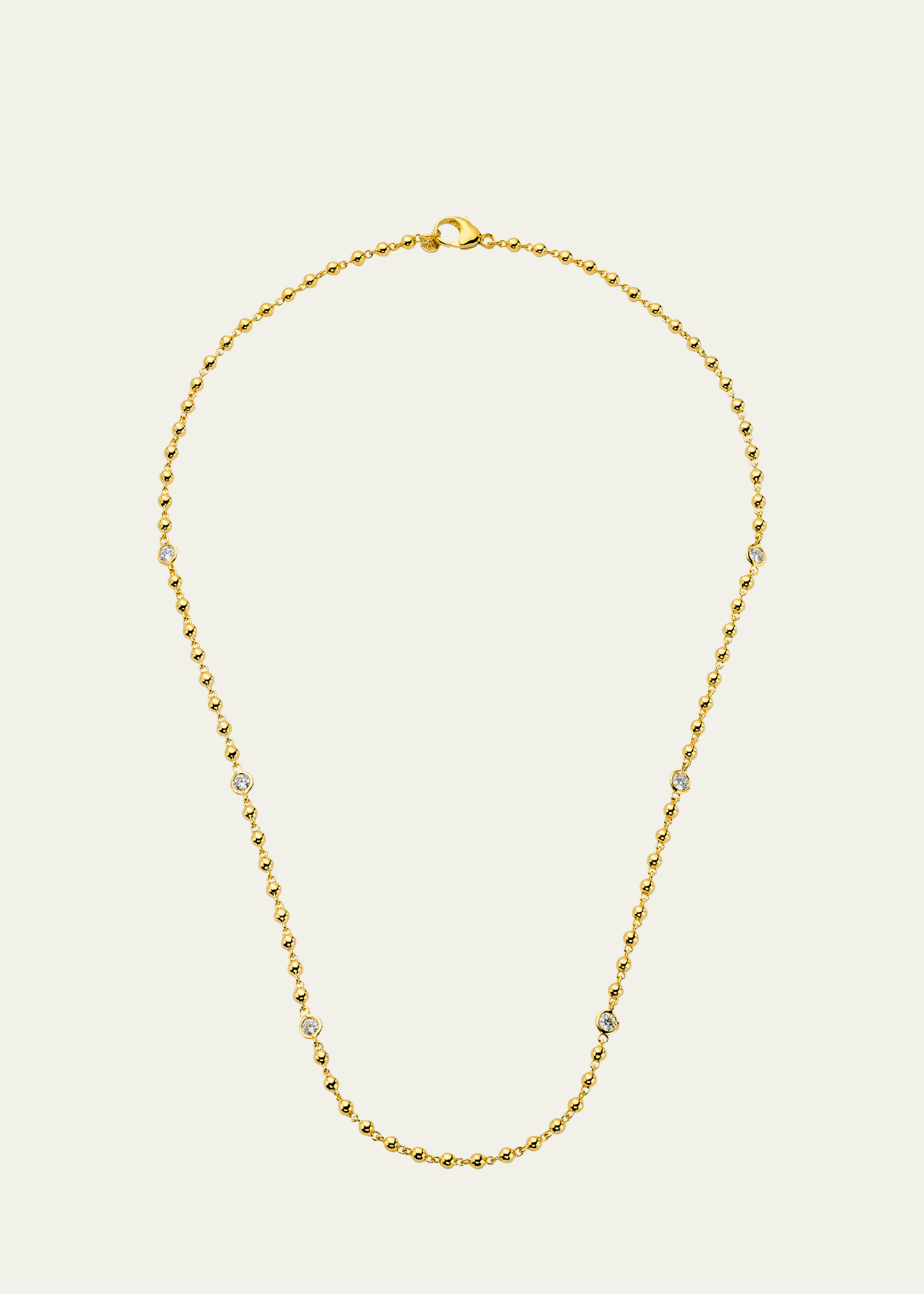 Buddha Mama 20k Gold Ball Chain With Diamonds, 24"l