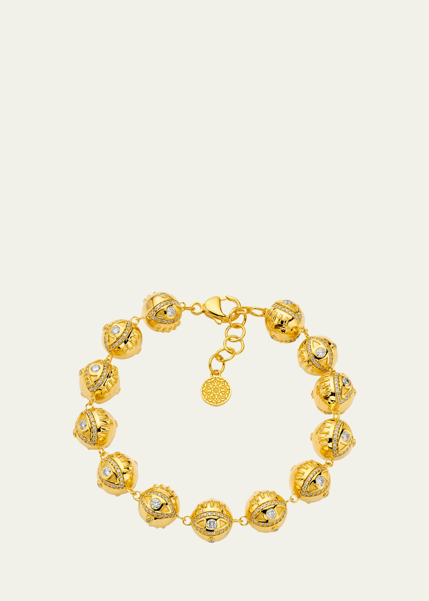 Buddha Mama 20k Hammered Ball Chain Bracelet With Diamonds