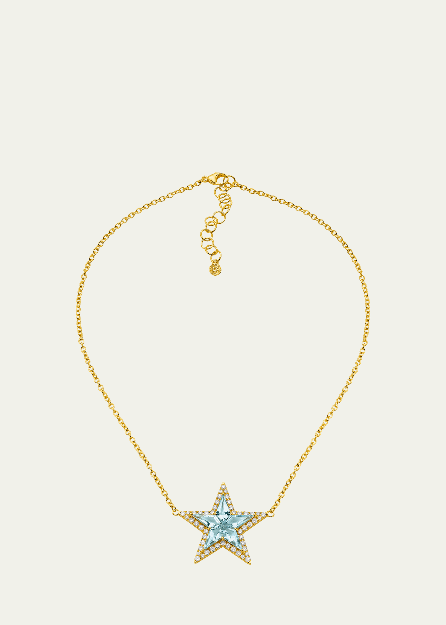 Buddha Mama 20k Kite Star Necklace With Aquamarine And Diamonds