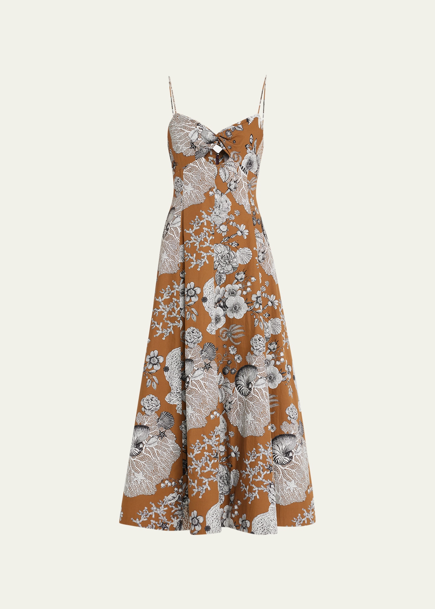 Floral-Print Keyhole Midi Dress