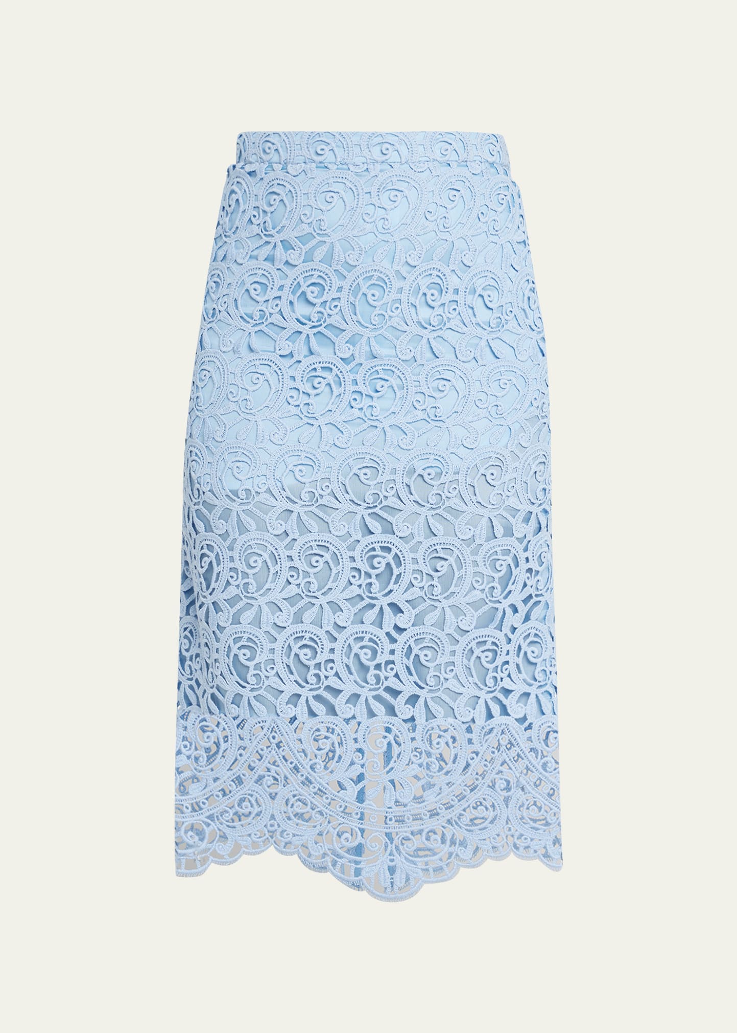 Burberry Embroidered Scallop Skirt In Pale Blue