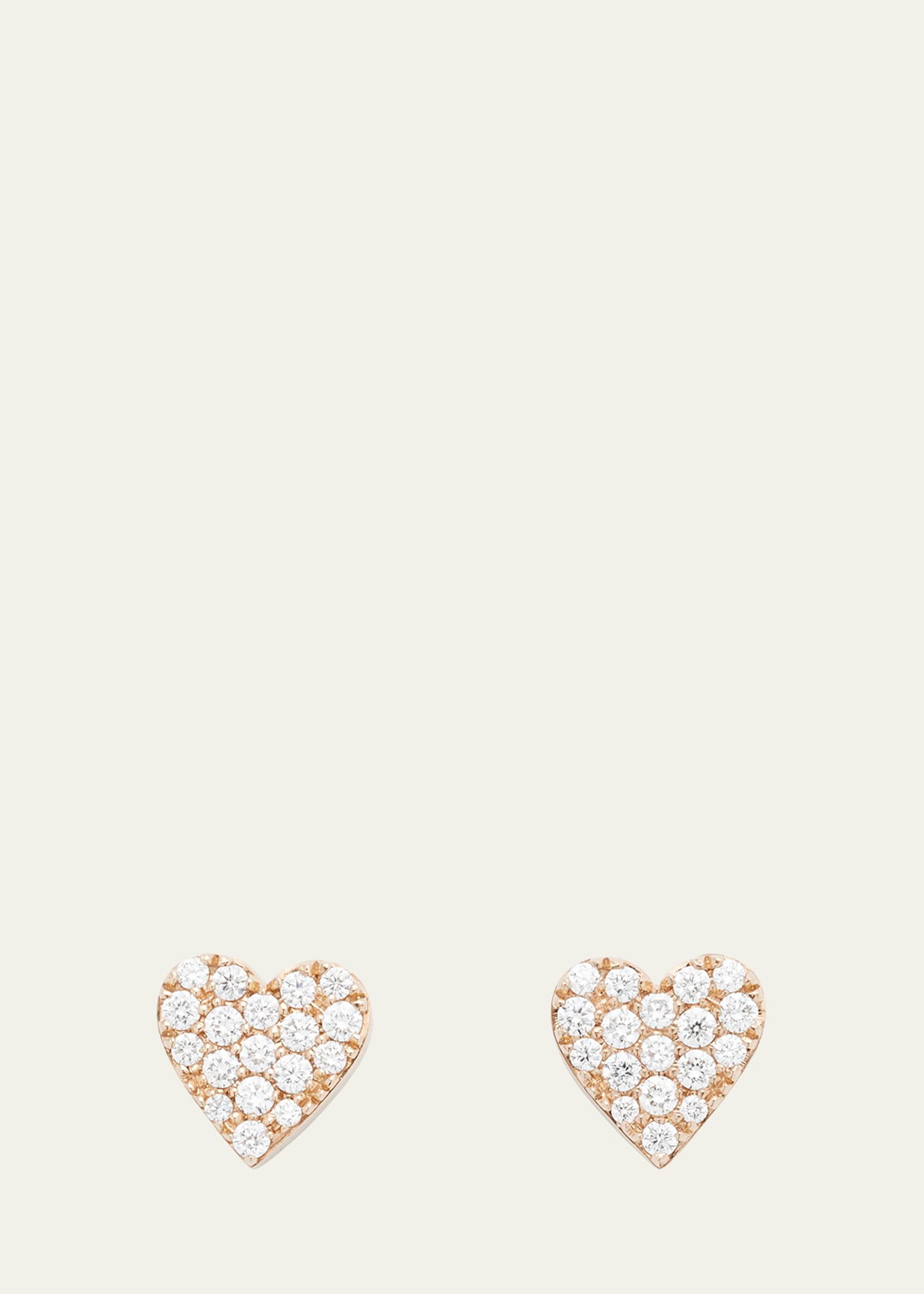 CADAR 18K Rose Gold Heart Stud Earrings with Diamonds