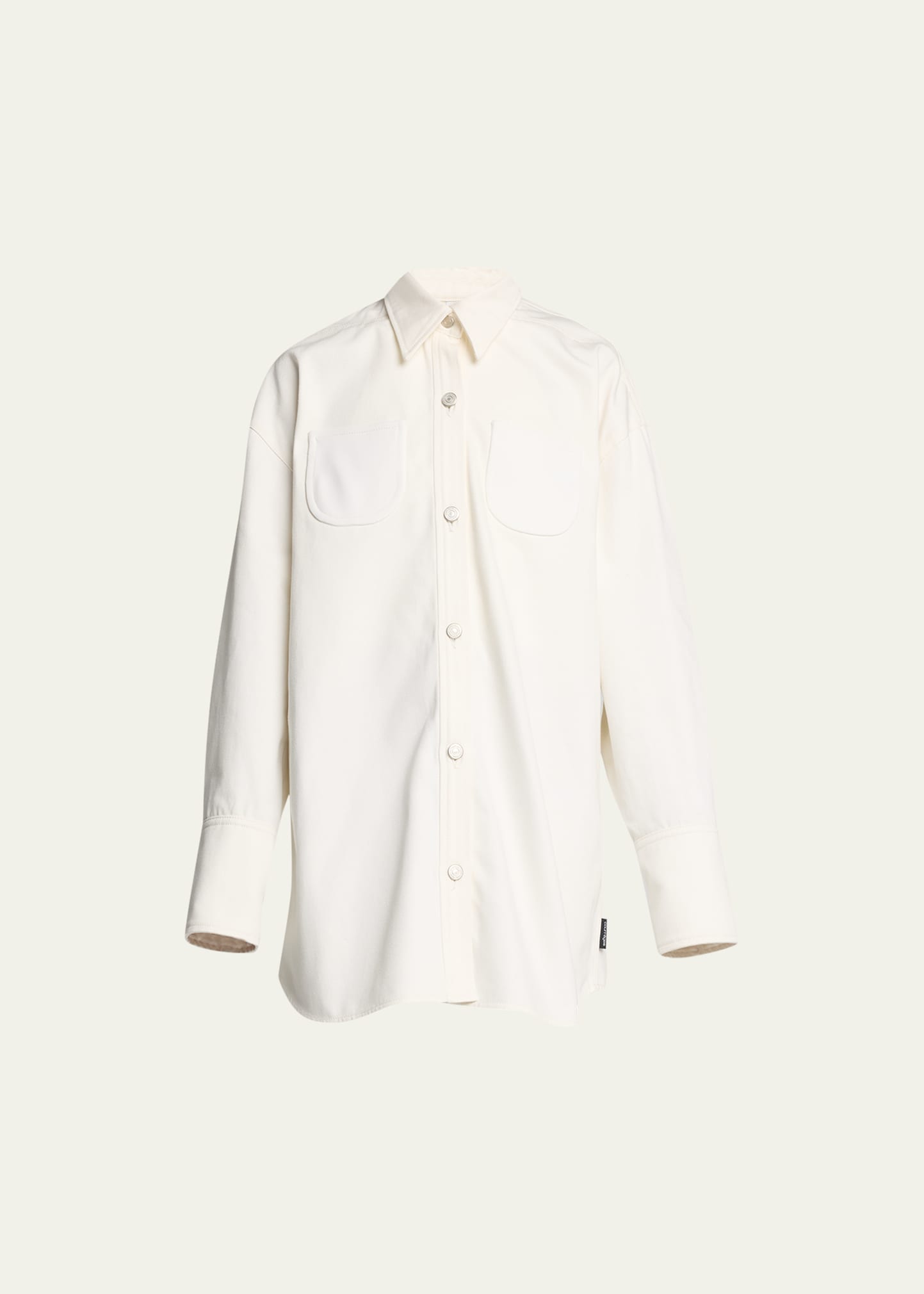 Courrèges Mega Size Cotton-blend Denim Shirt In Heritage White