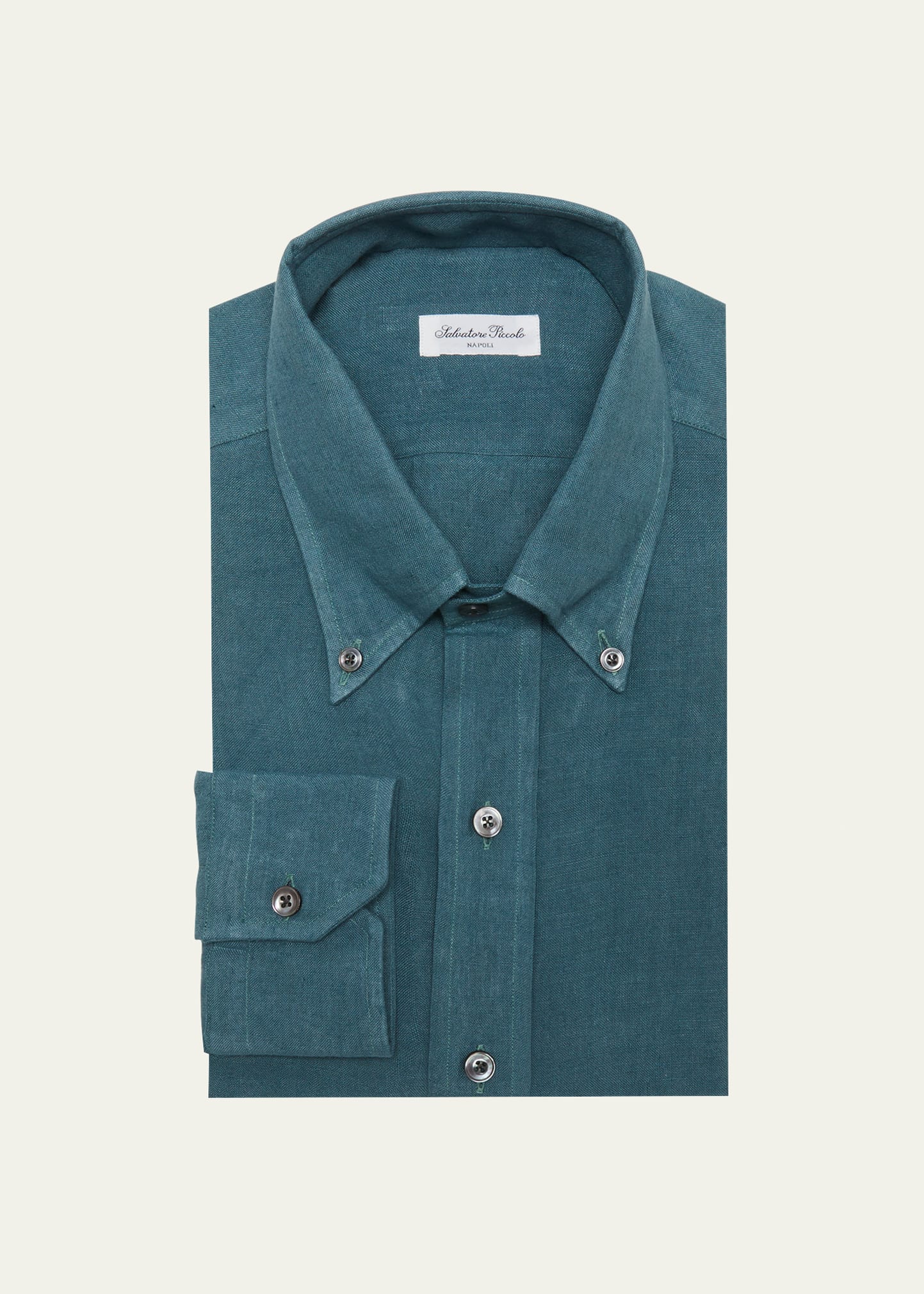 Salvatore Piccolo Men's Button-down Collar Linen Dress Shirt In Avion Blue