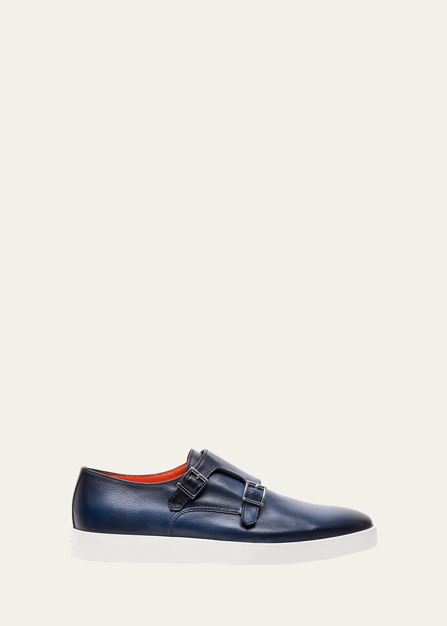 Santoni Men's Atlantis Leather Double Monk Strap Shoes In Navy