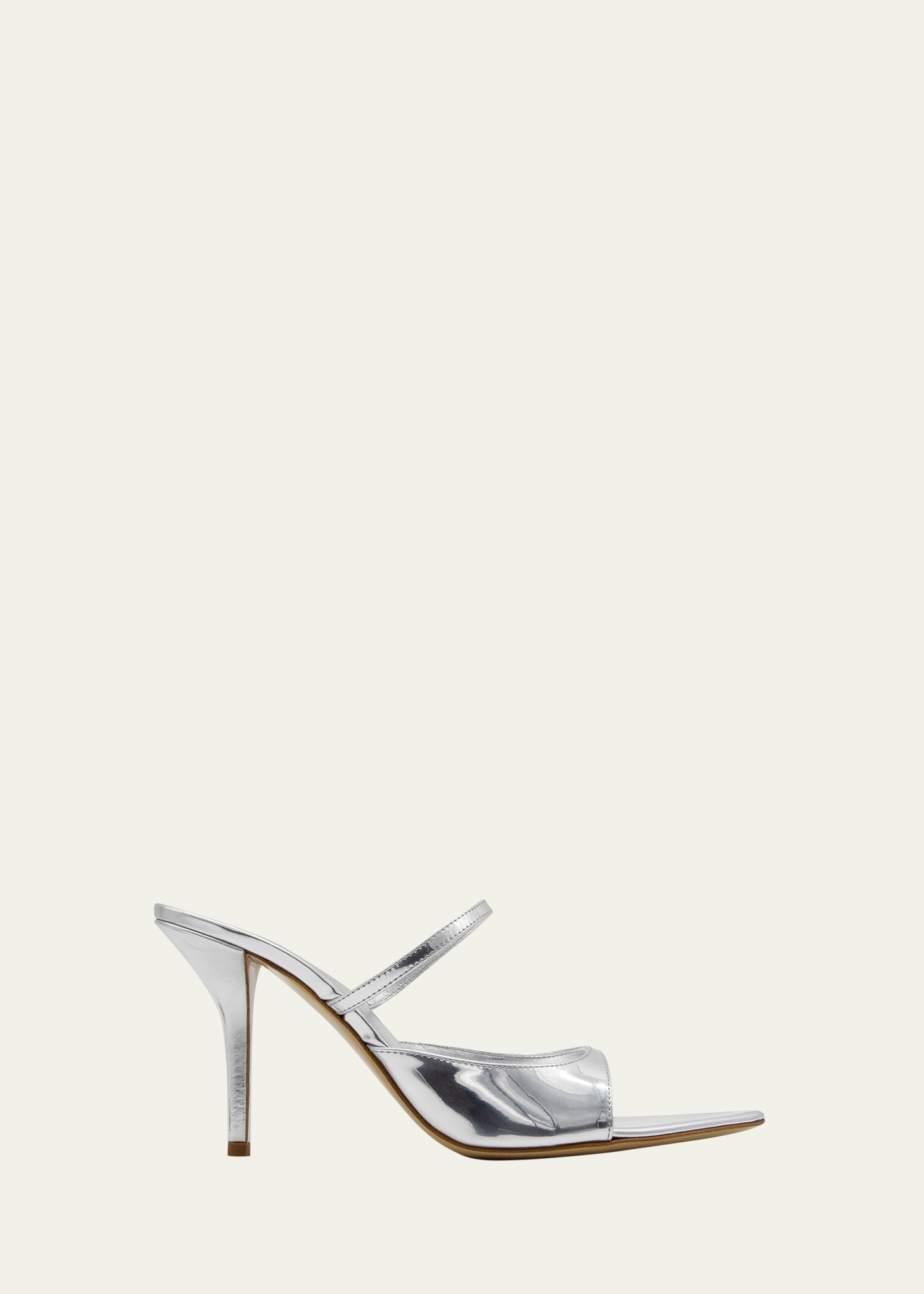 Gia Borghini Aimeline Metallic Stiletto Slide Sandals In Mirror