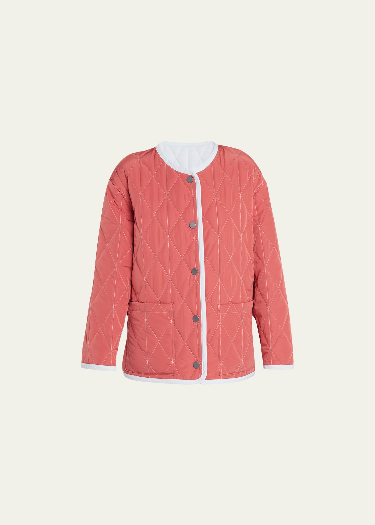 Jane Post Button-Front Reversible Quilted Jacket