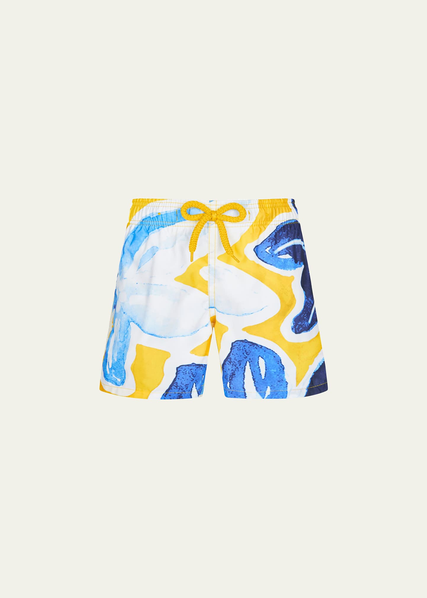 Shop Vilebrequin Boy's Floral-print Swim Shorts In Sun