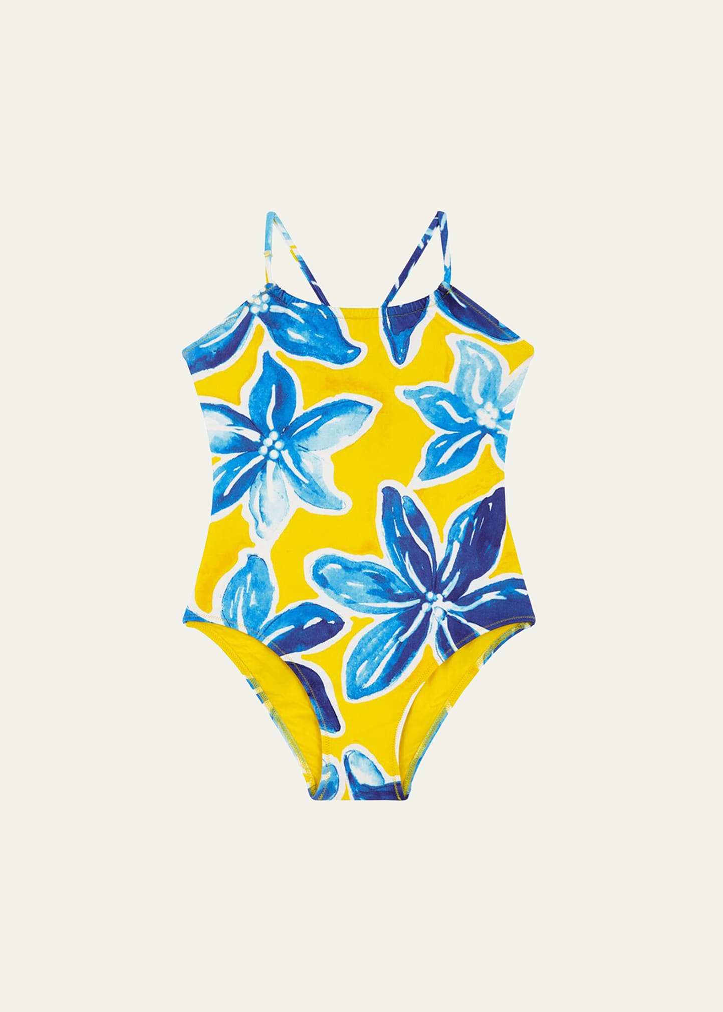 Shop Vilebrequin Girl's Macro Raiat-print One-piece Swimsuit In Sun