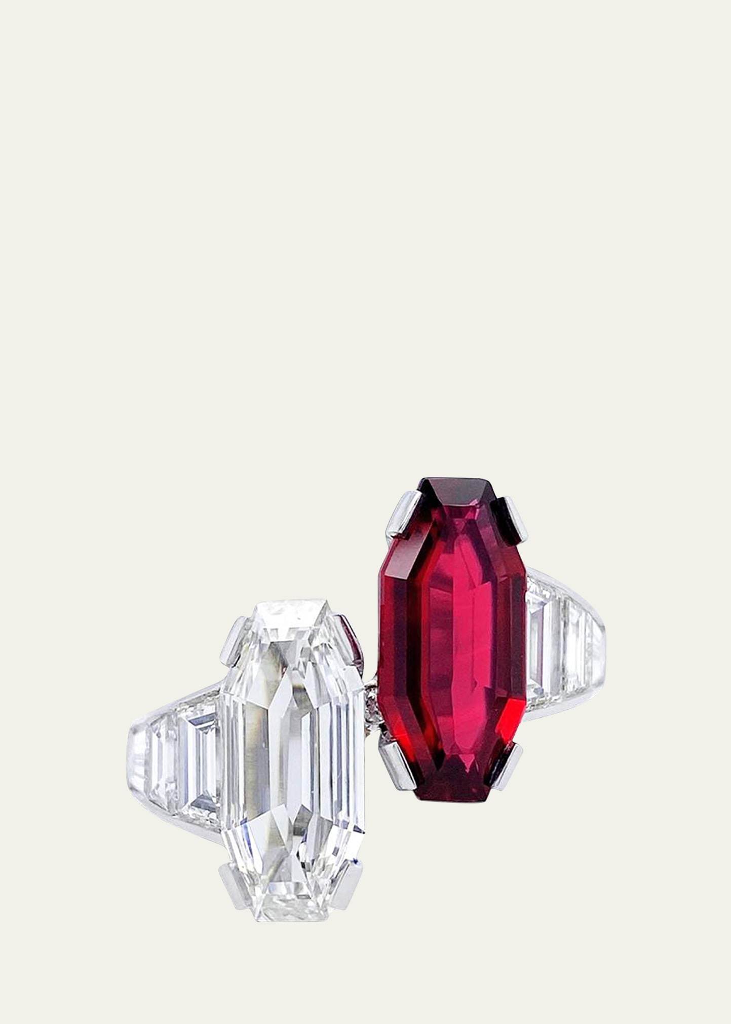 Bayco Platinum Ring With Mozambique Ruby and Diamonds
