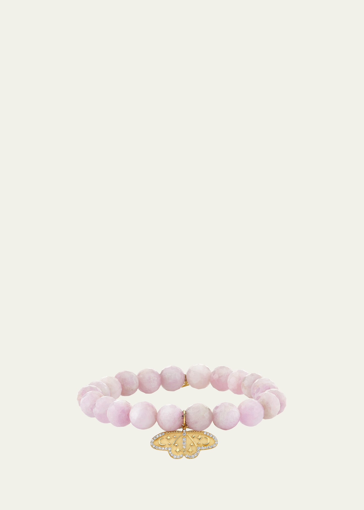 Sydney Evan 14k Yellow Gold Kunzite Bracelet With Celestial Moth Diamond Charm