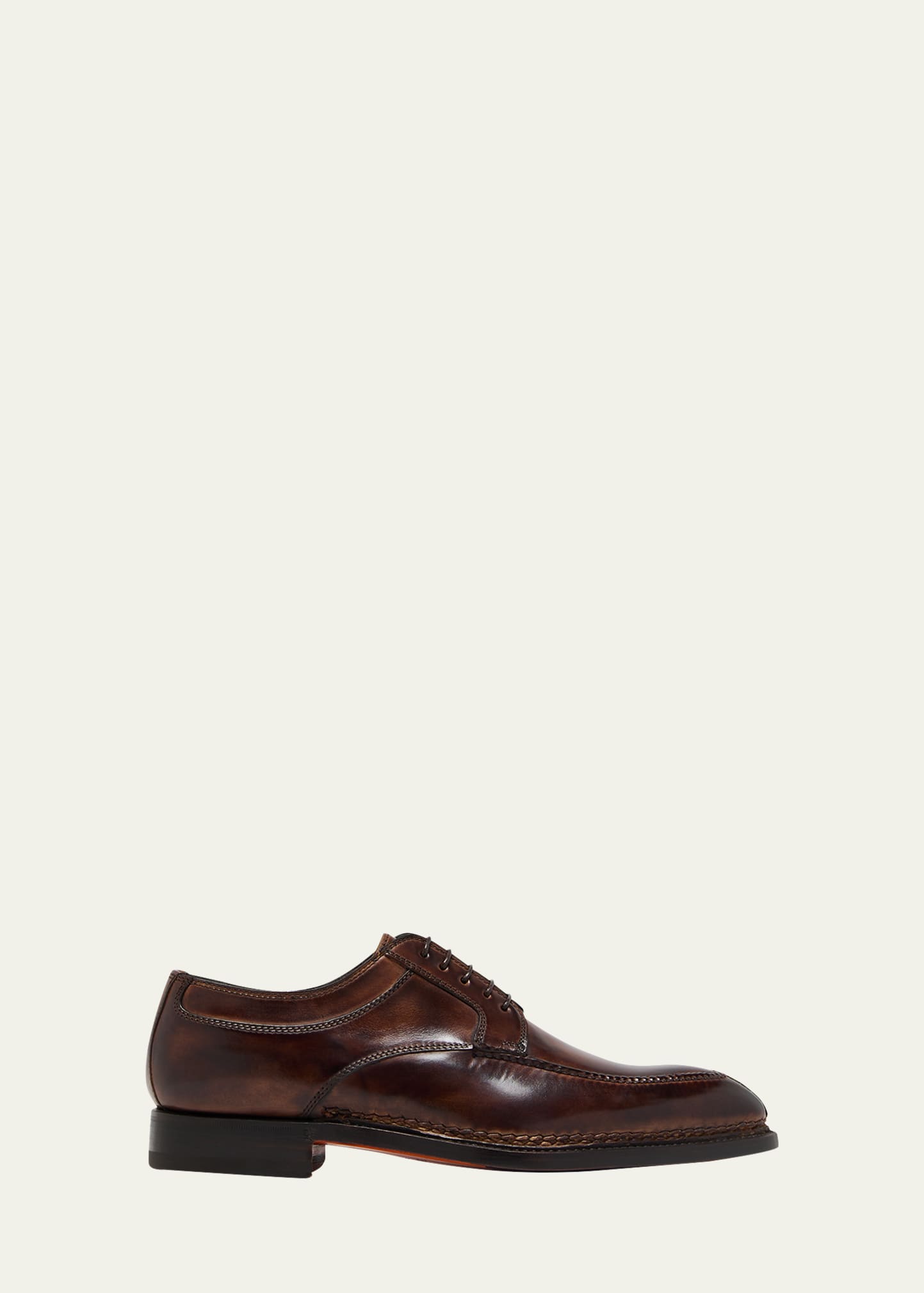 Shop Bontoni Men's Quasimodo Leather Derby Shoes In Medium Chocolate