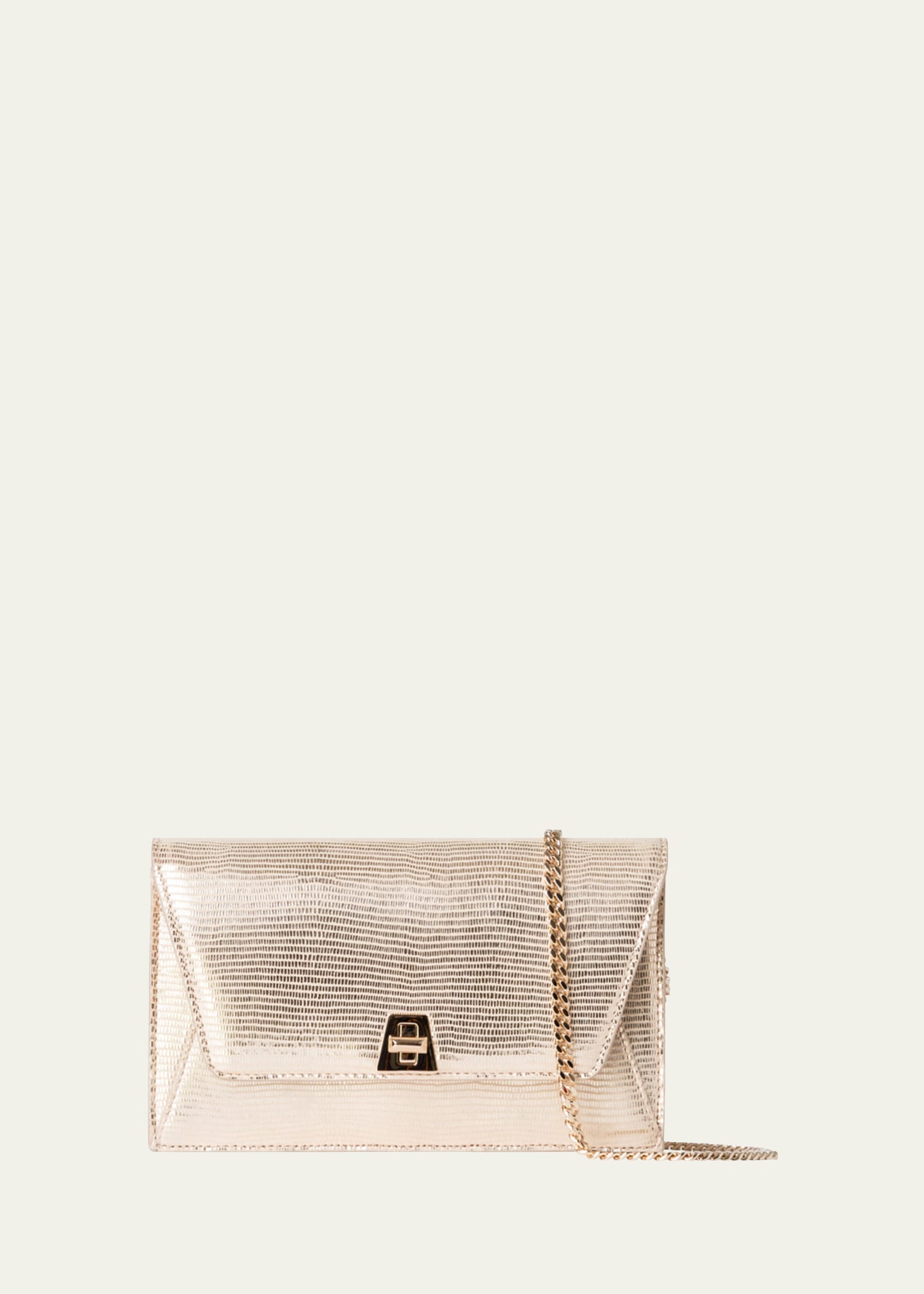 Akris Anouk Metallic Lizard-embossed Crossbody Bag In Stucco Metallic