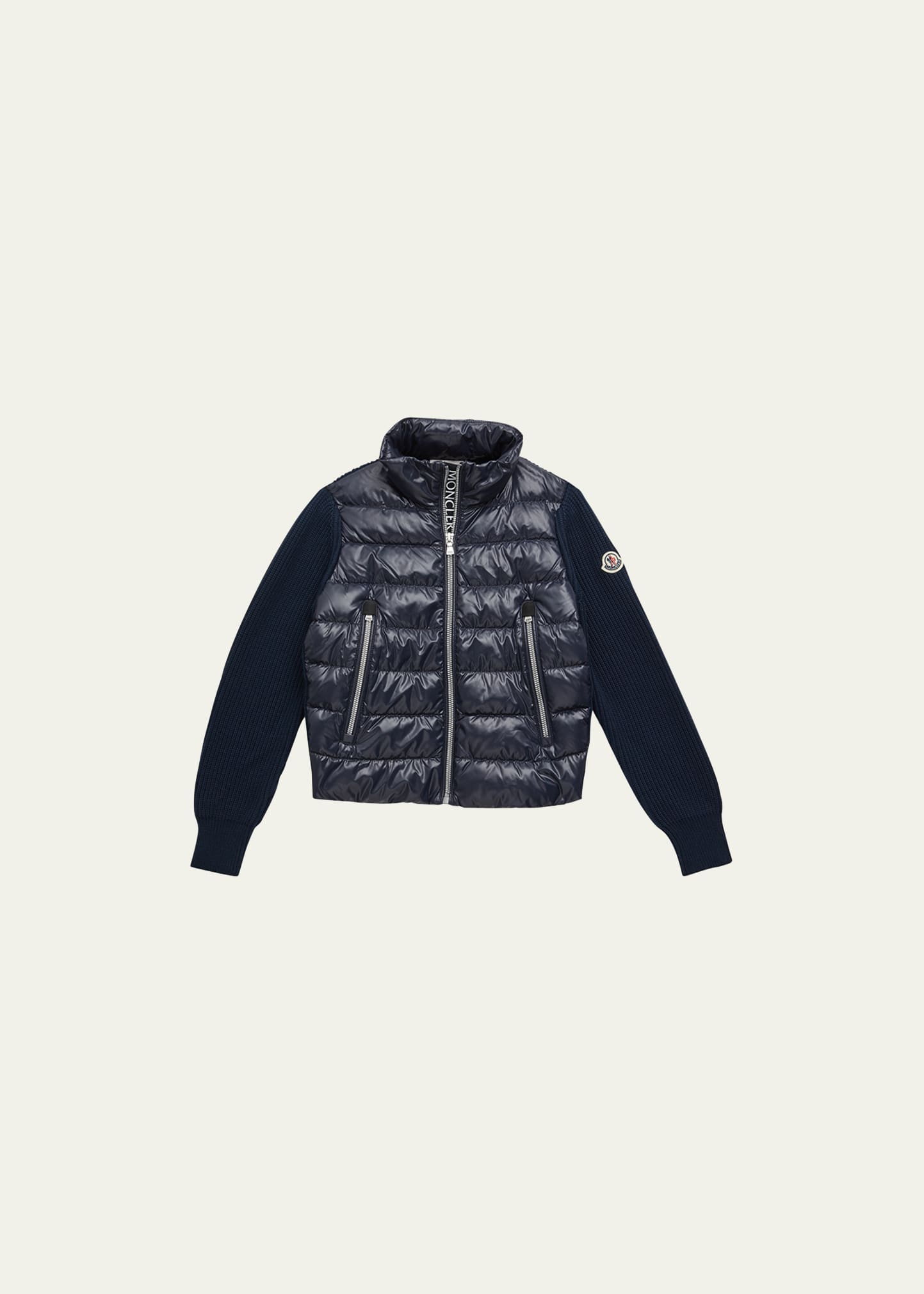 Moncler Kids' Boy's Combo Puffer Cardigan In Bright Blue