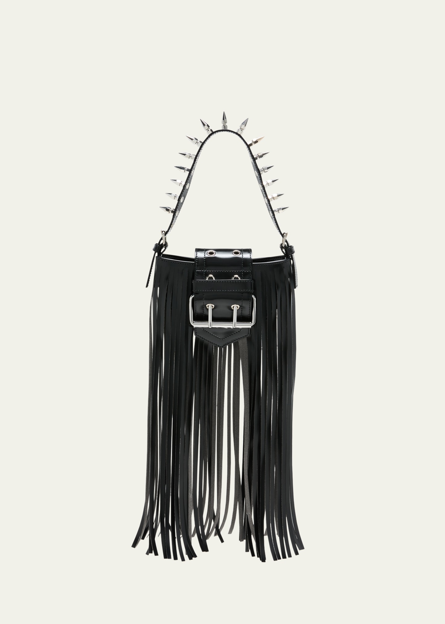 Vaquera Mini Fringe Faux Leather Handbag In Black
