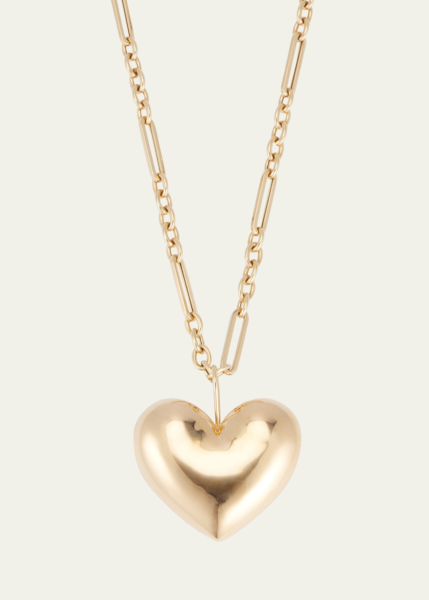 Brent Neale All Gold Puff Heart Pendant On Chain Necklace, 18"l