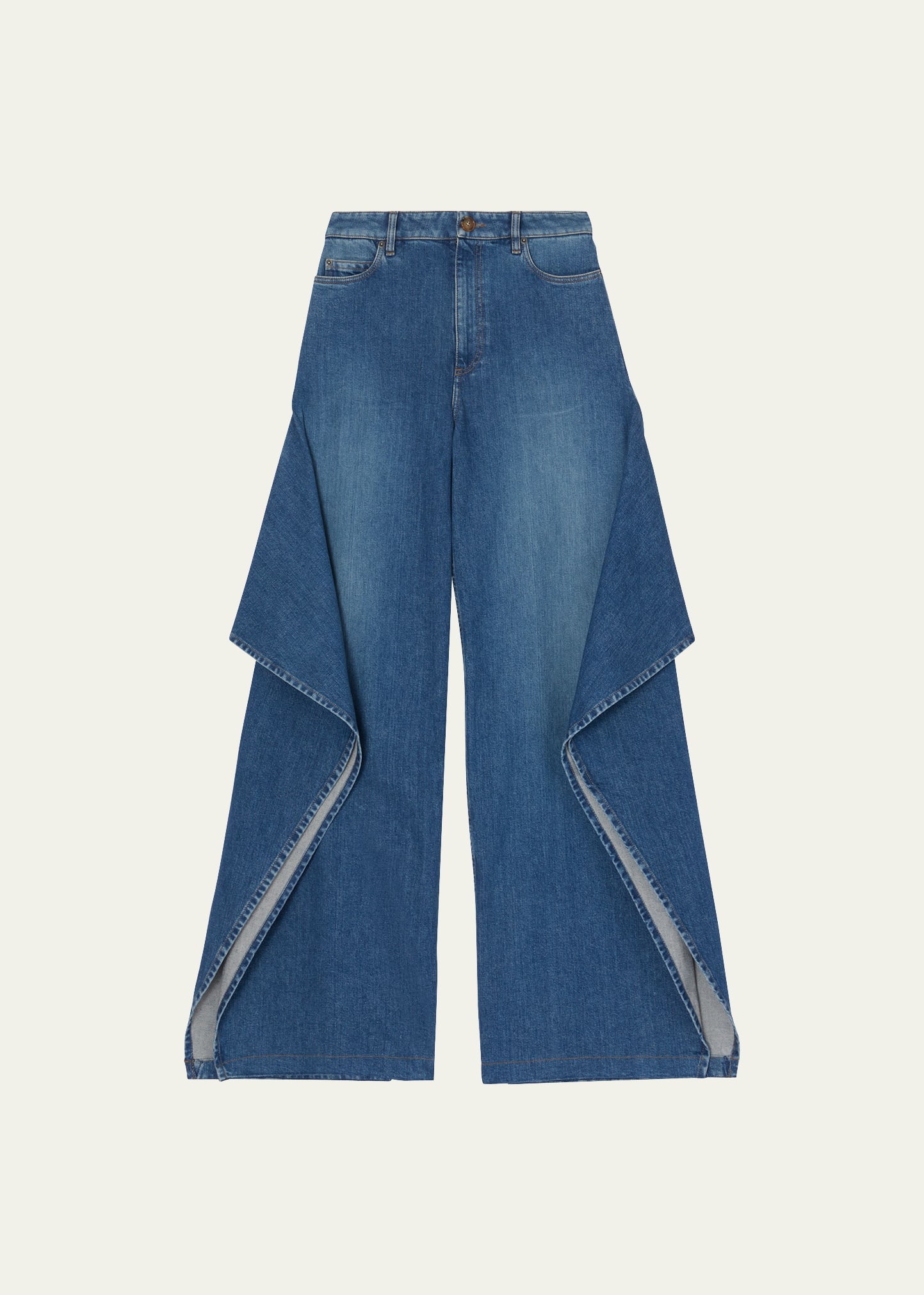 Burberry Wing-panel Denim Pants In Deep Slate Blue | ModeSens