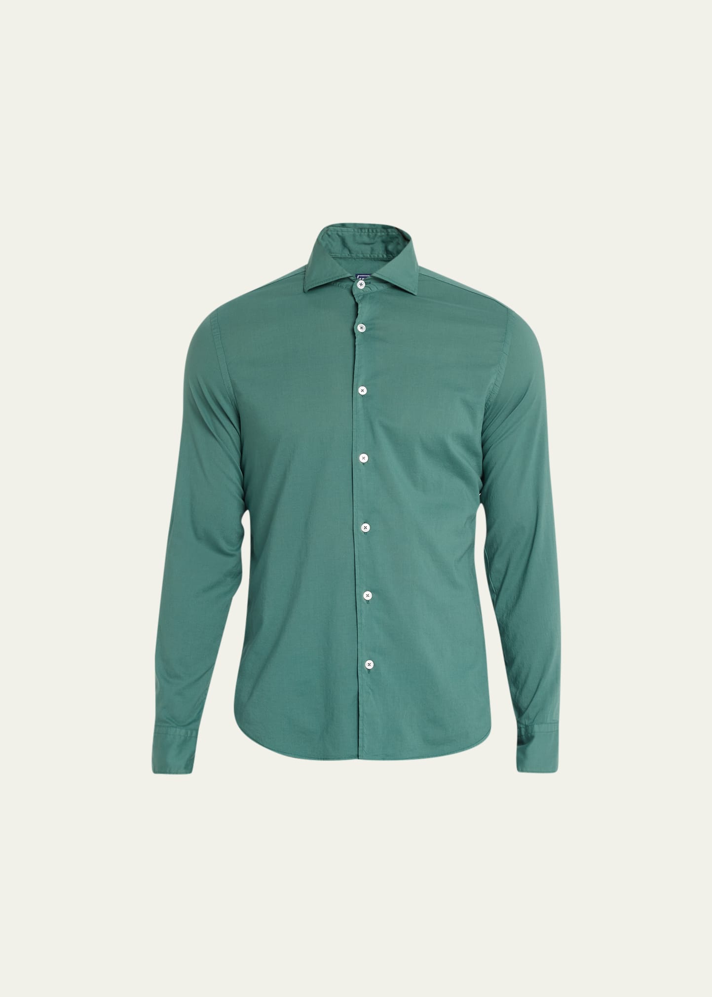 Fedeli Men's Cotton-stretch Sport Shirt In Green