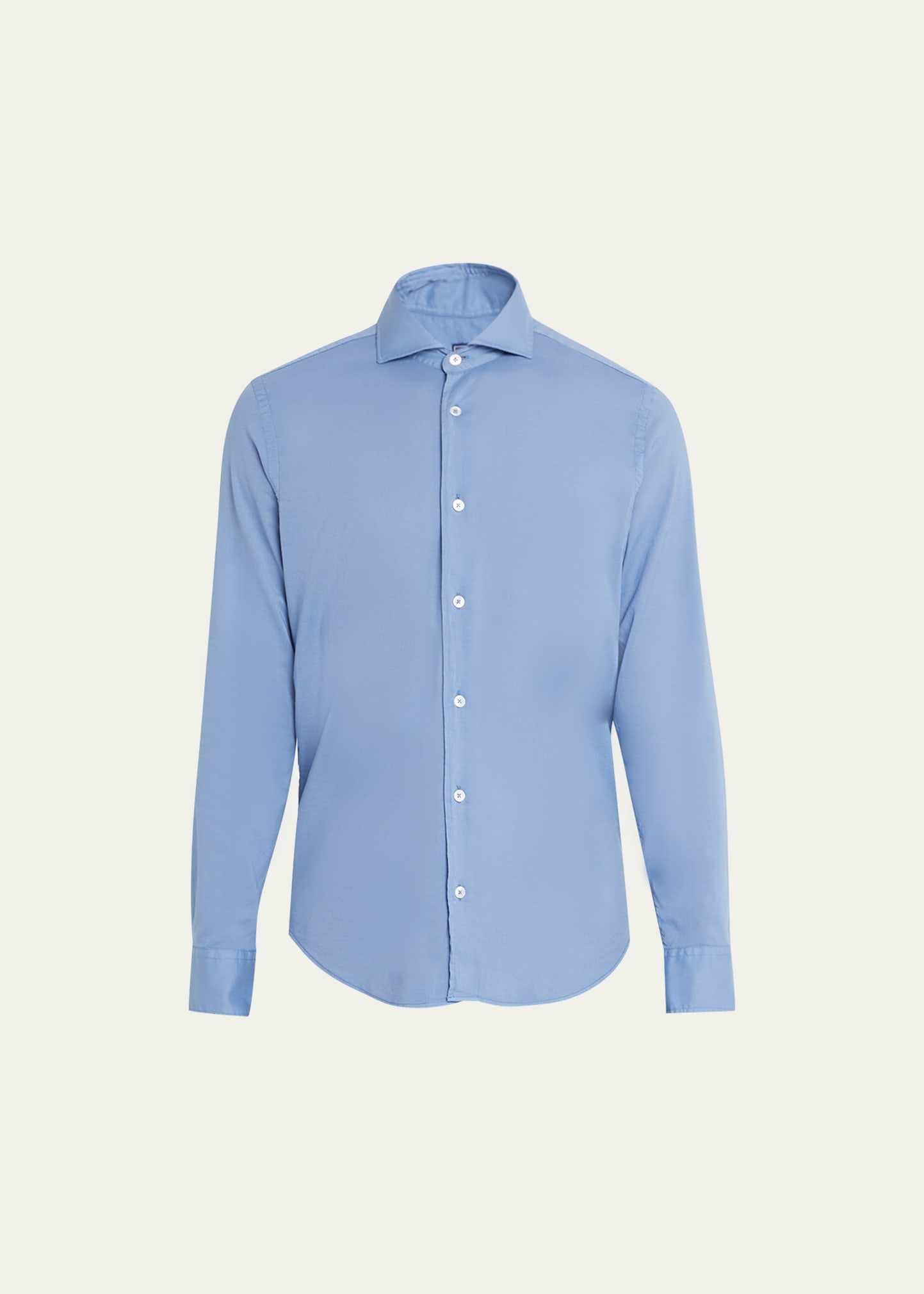 Fedeli Long-sleeve Stretch-cotton Shirt In Lt Blue