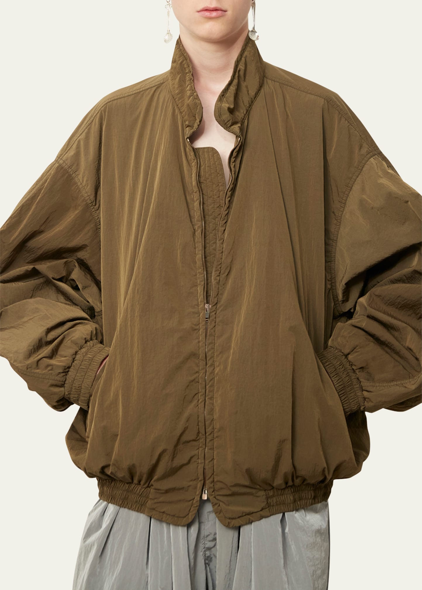 HED MAYNER Men's Oversized Nylon Bomber Jacket | Smart Closet