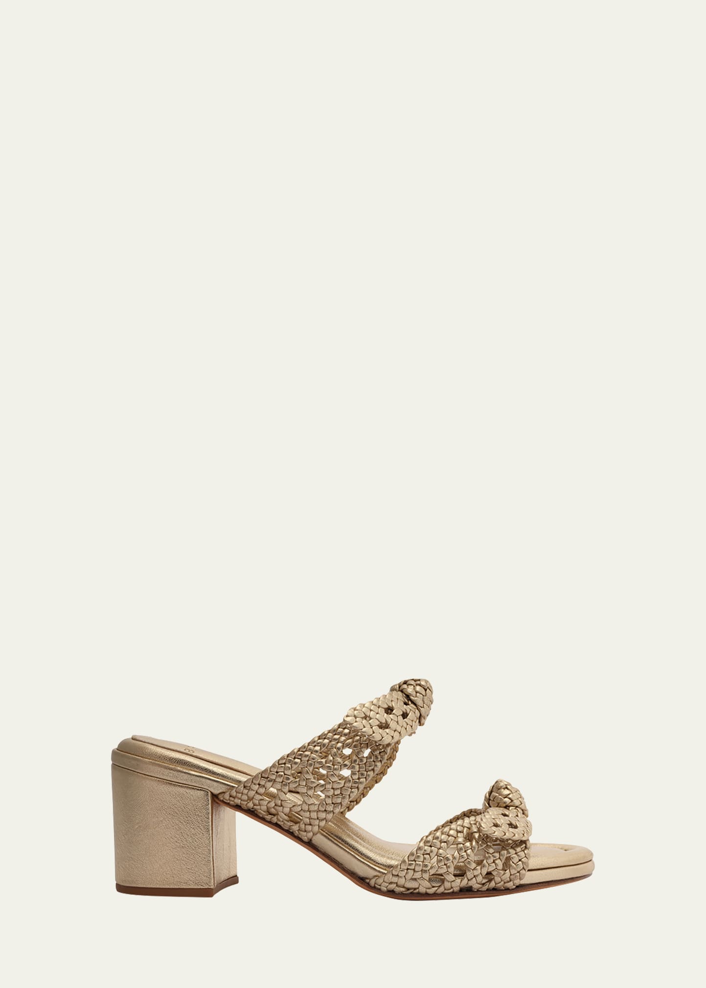 Alexandre Birman Clarita Intreccio Doppia Metallic Leather Sandal In Golden