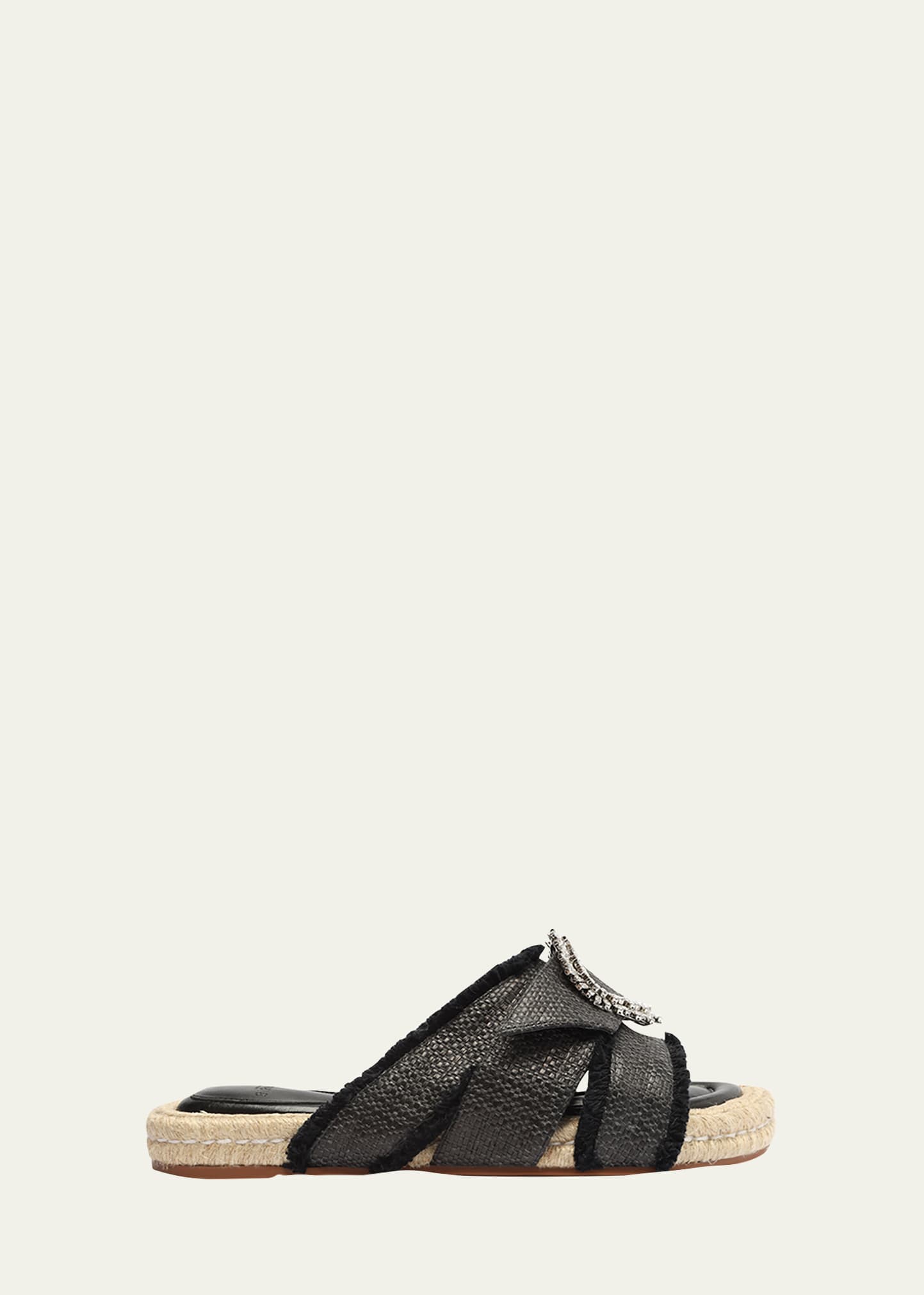 Alexandre Birman Madelina Crystal Brooch Slide Sandal In Black