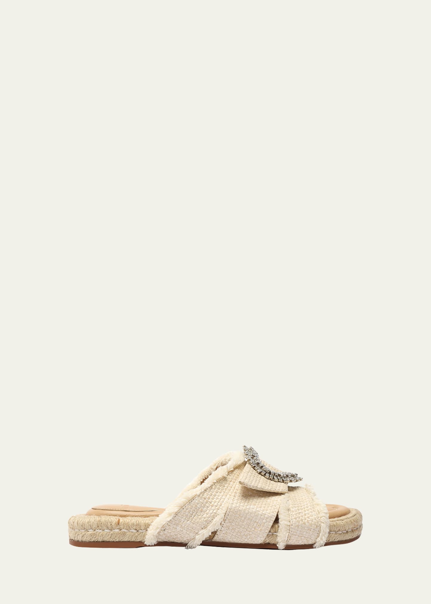 Alexandre Birman Madelina Crystal Brooch Slide Sandal In Natural