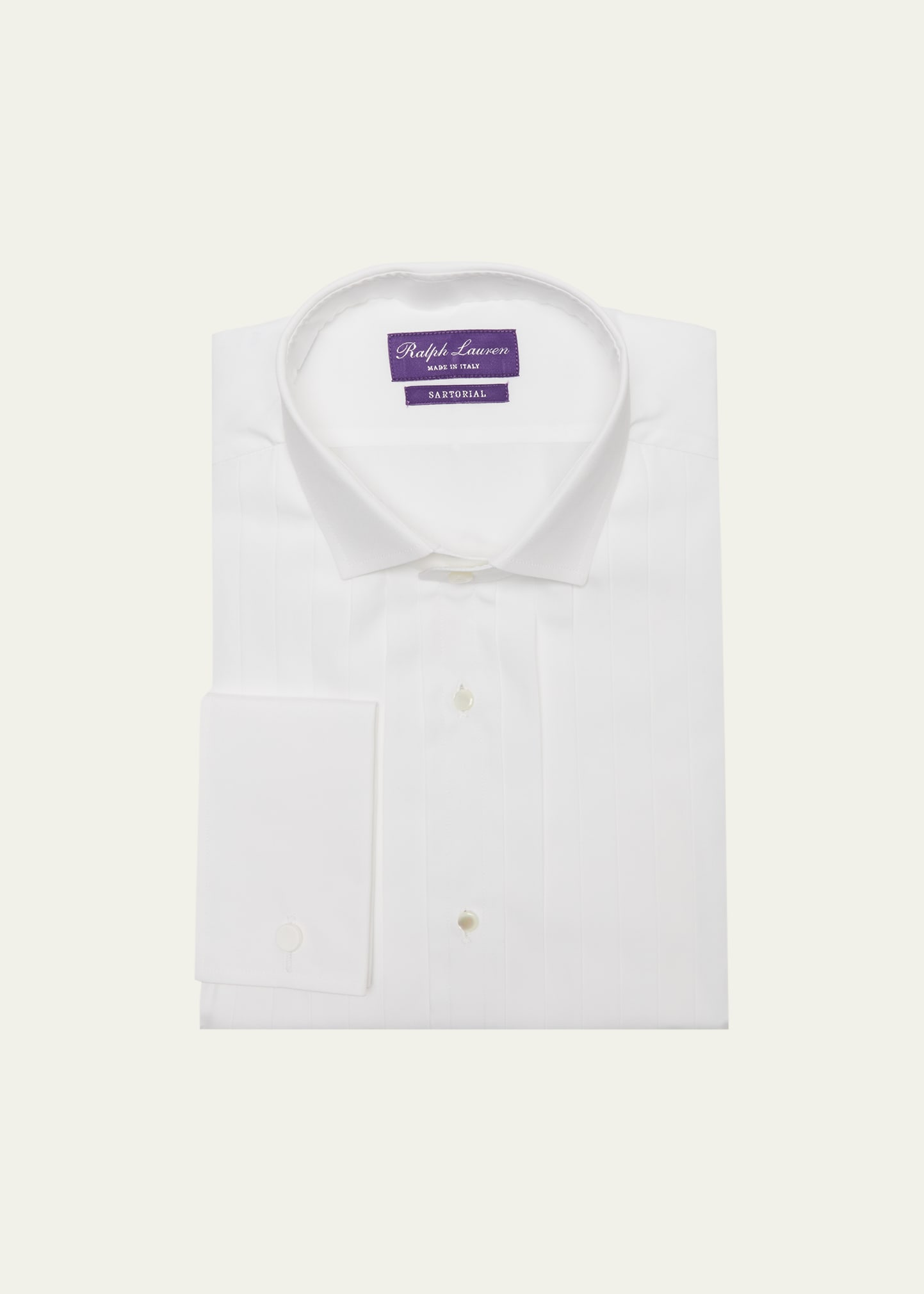 Ralph Lauren Purple Label Men's Dexter Pleated-bib Tuxedo Shirt In White