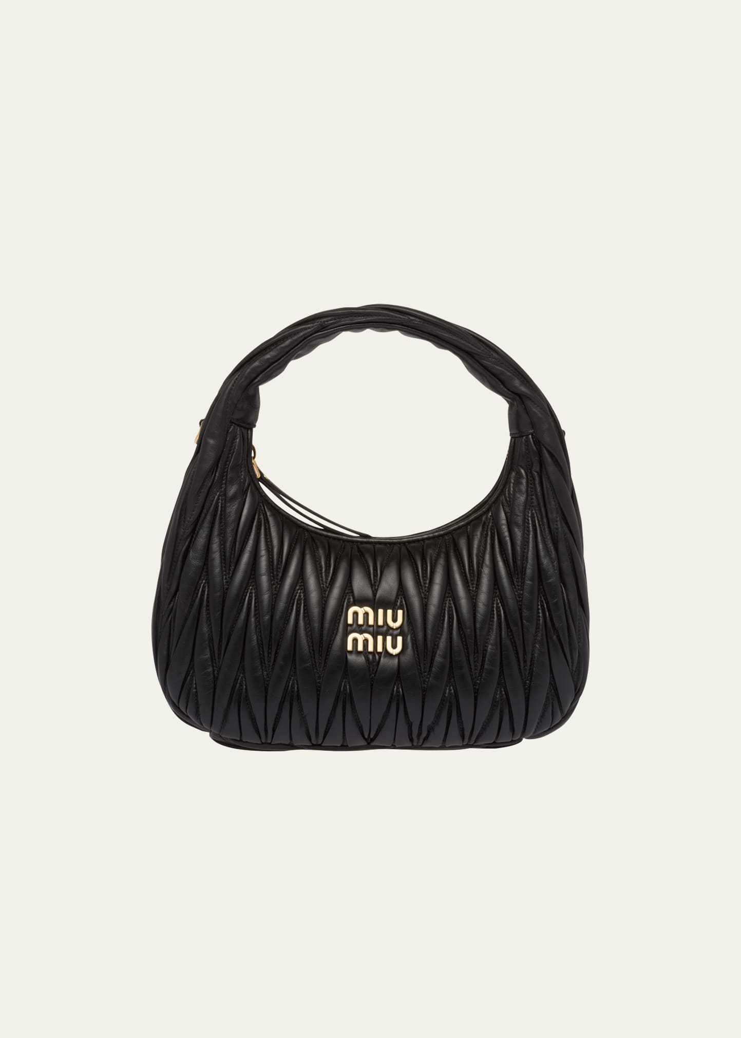 Miu Miu Mini Quilted Leather Hobo Bag In F098l Caramel